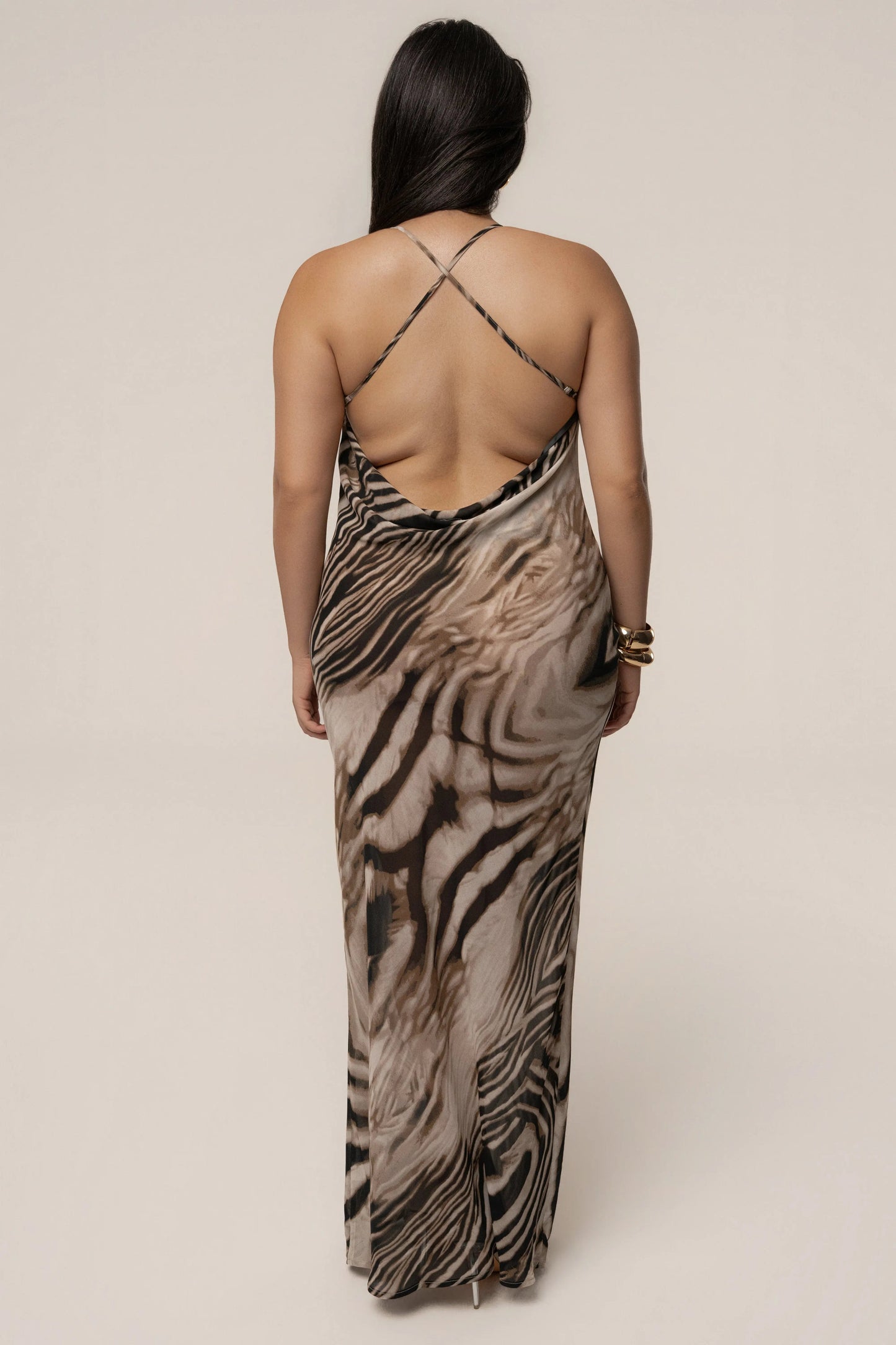 Brown Zebra Print Infinite Journey Maxi Dress