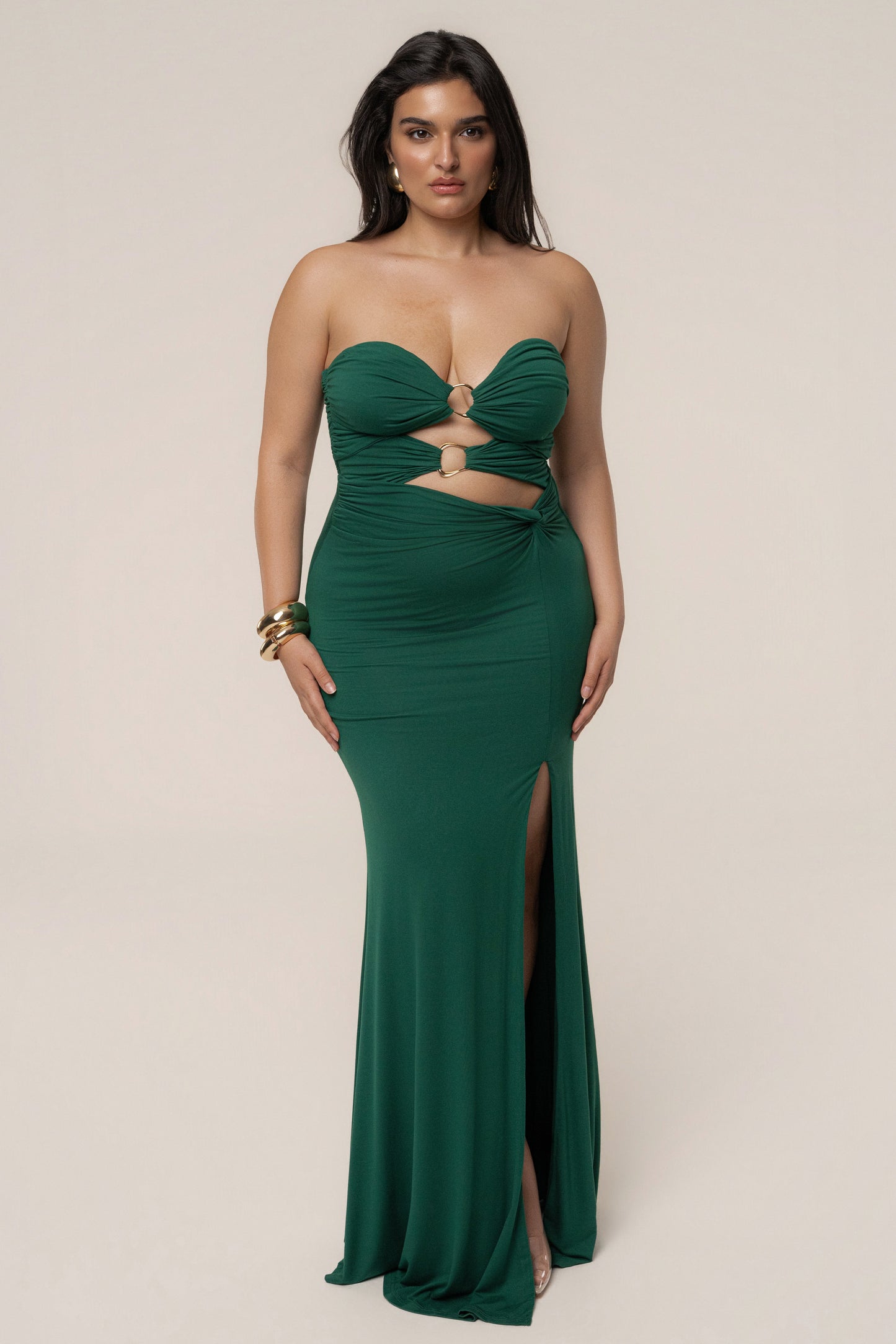Green Athena Cutout Maxi Dress