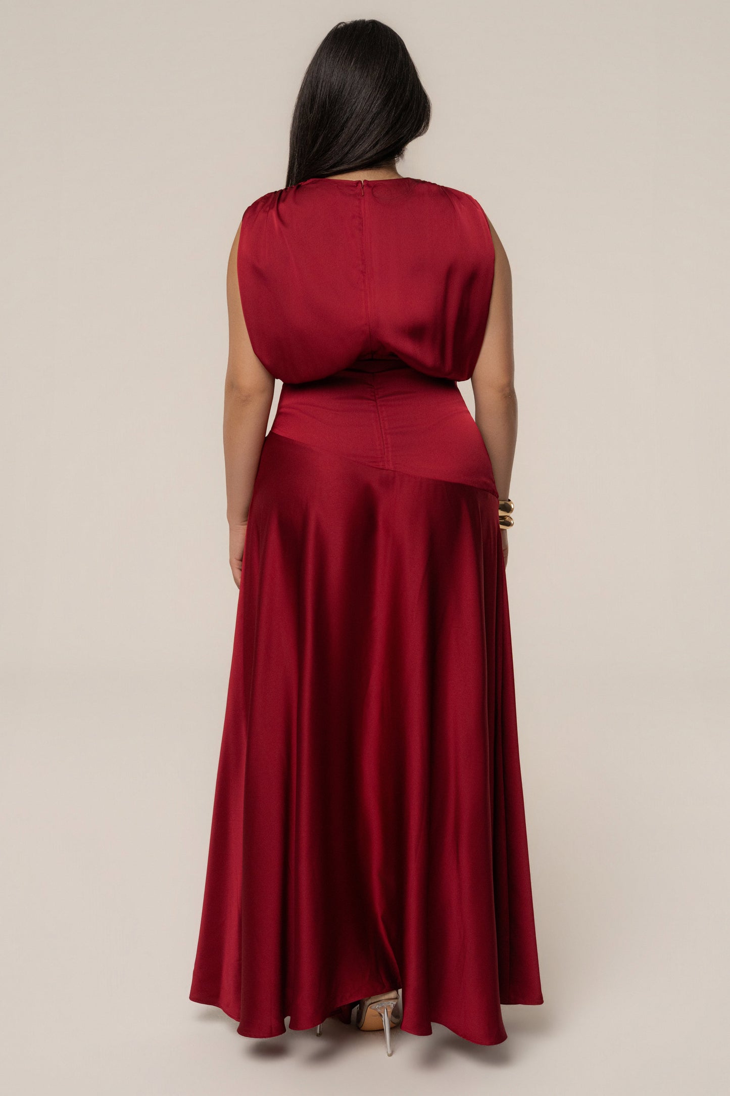 Red Amalia Satin Maxi Dress