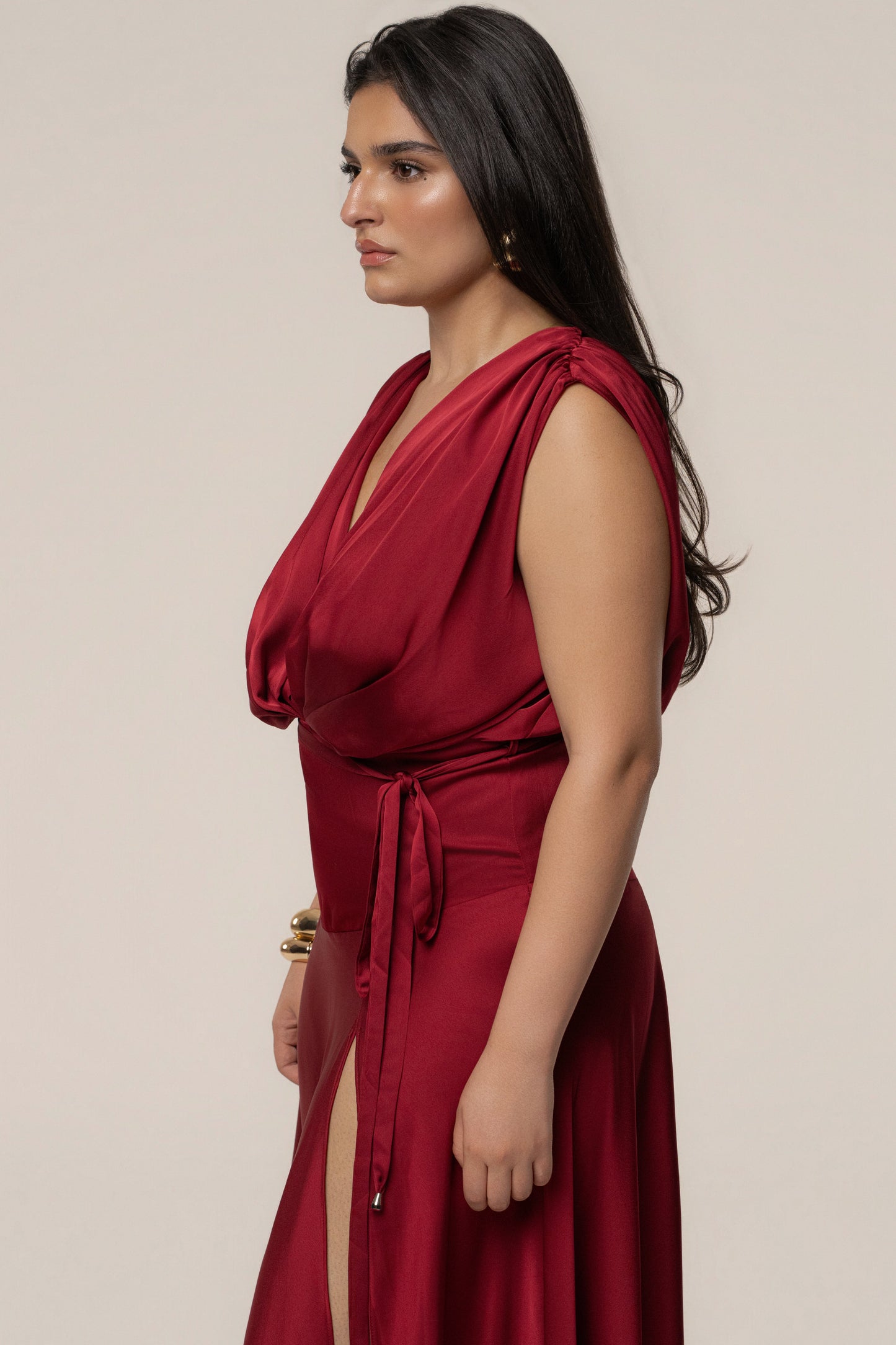 Red Amalia Satin Maxi Dress