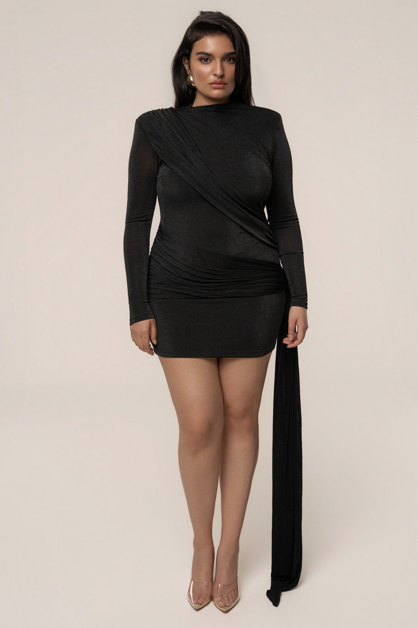 Black Moments Draped Mini Dress