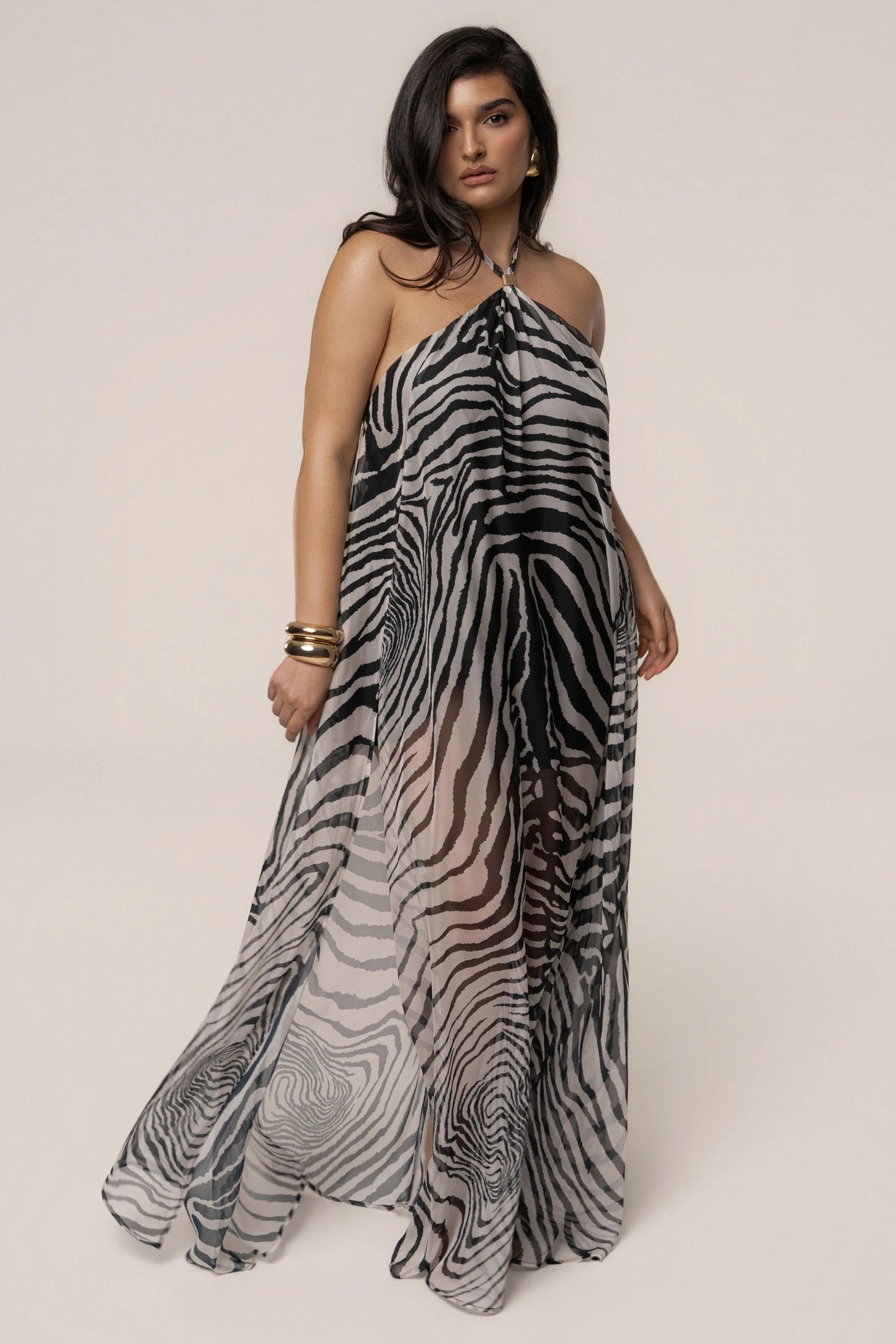 PRE-ORDER Zebra Print Jolene Halter Dress