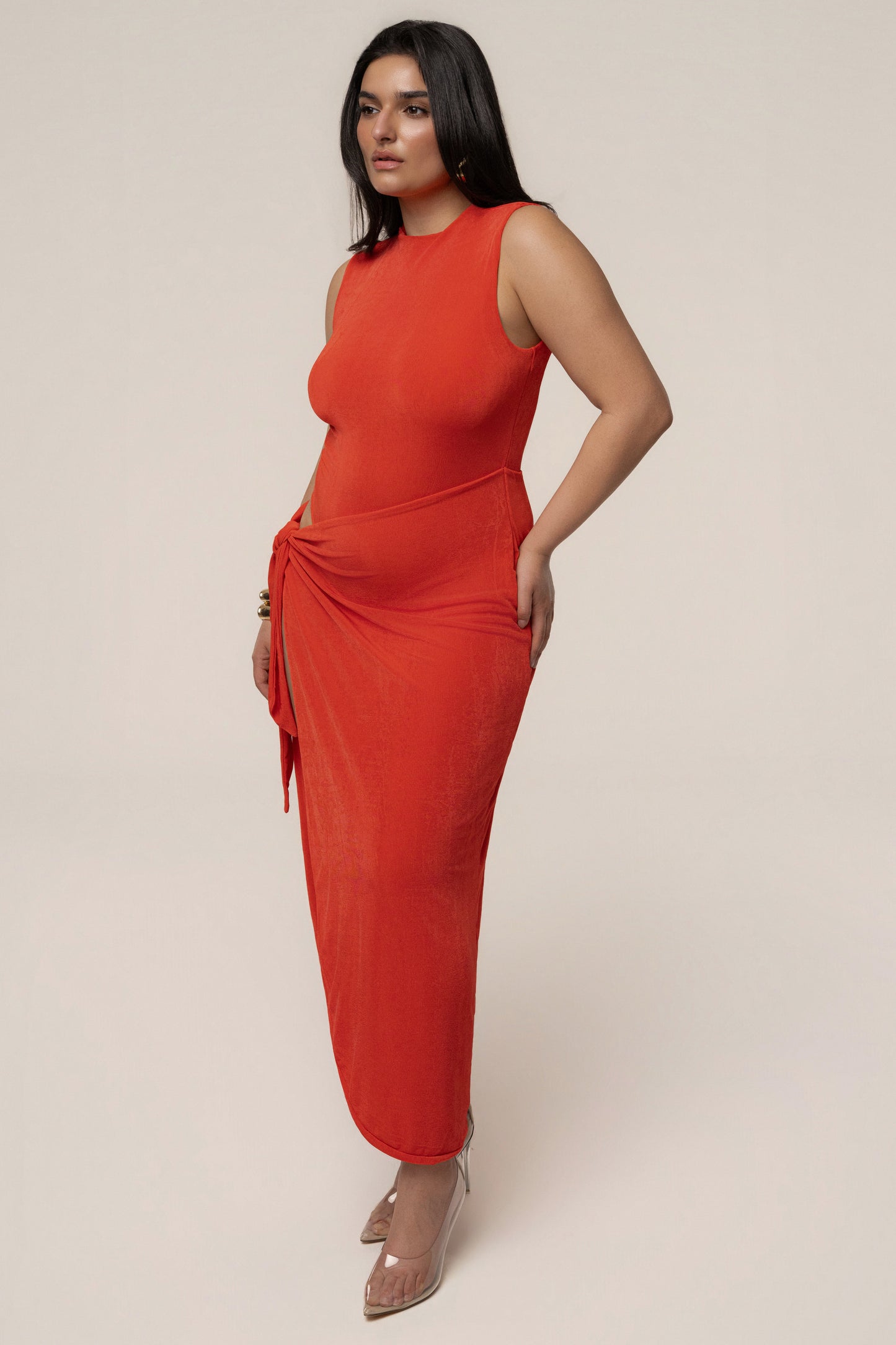 Orange Aubree Midi Dress