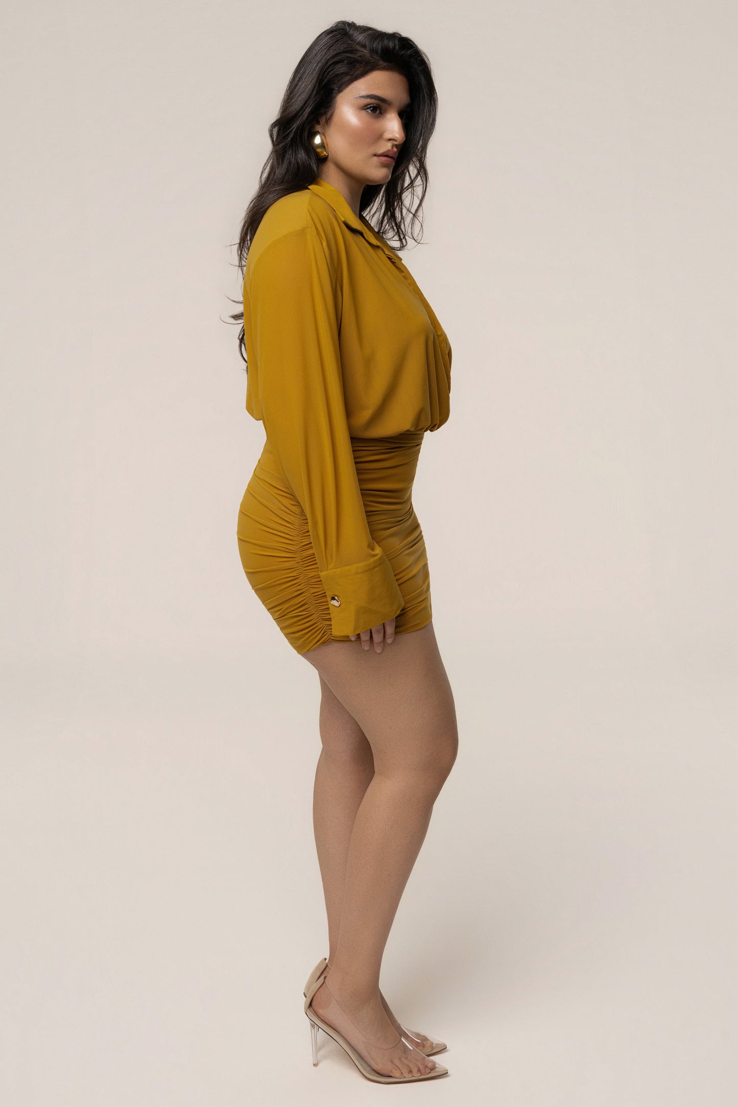 Lime Leah Plunge Mini Dress