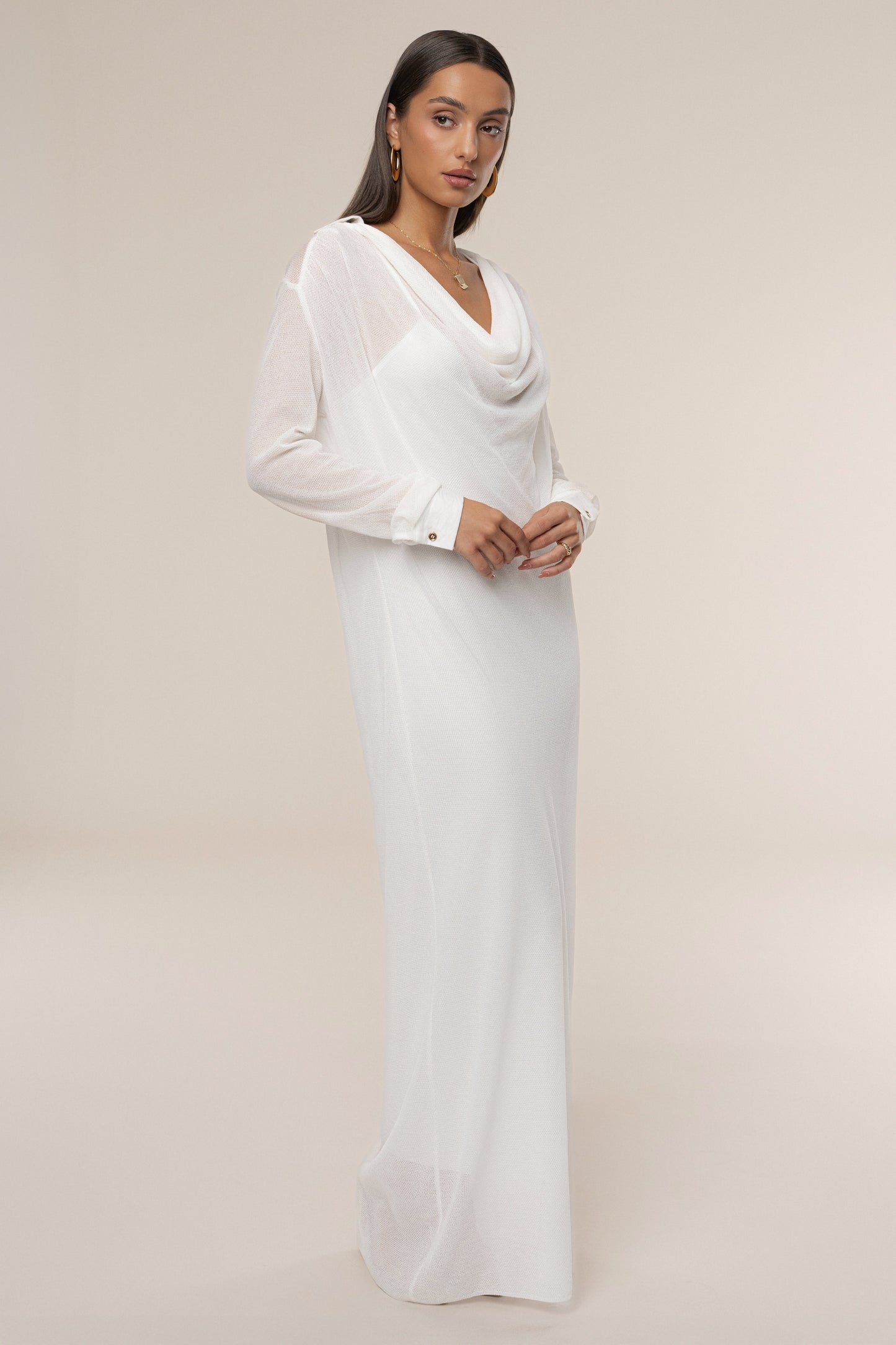Ivory Savanna Cowl Maxi Dress
