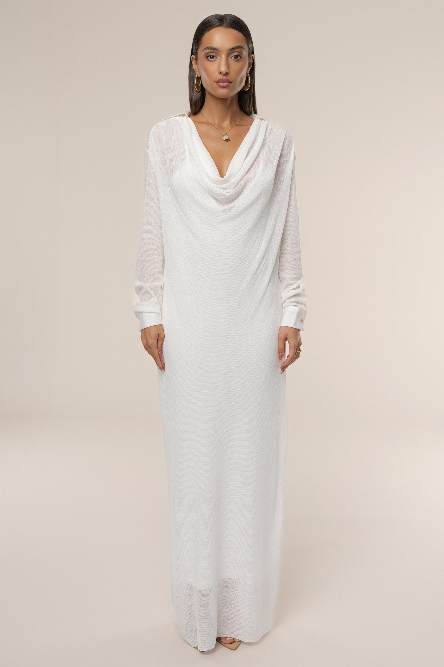 Ivory Savanna Cowl Maxi Dress