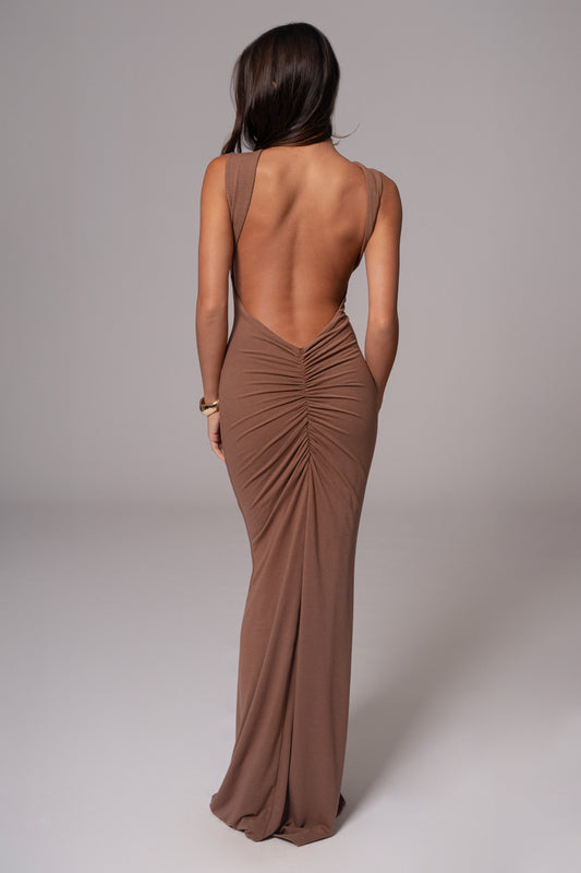 Pecan JLUXBASIX Front And Center Maxi Dress