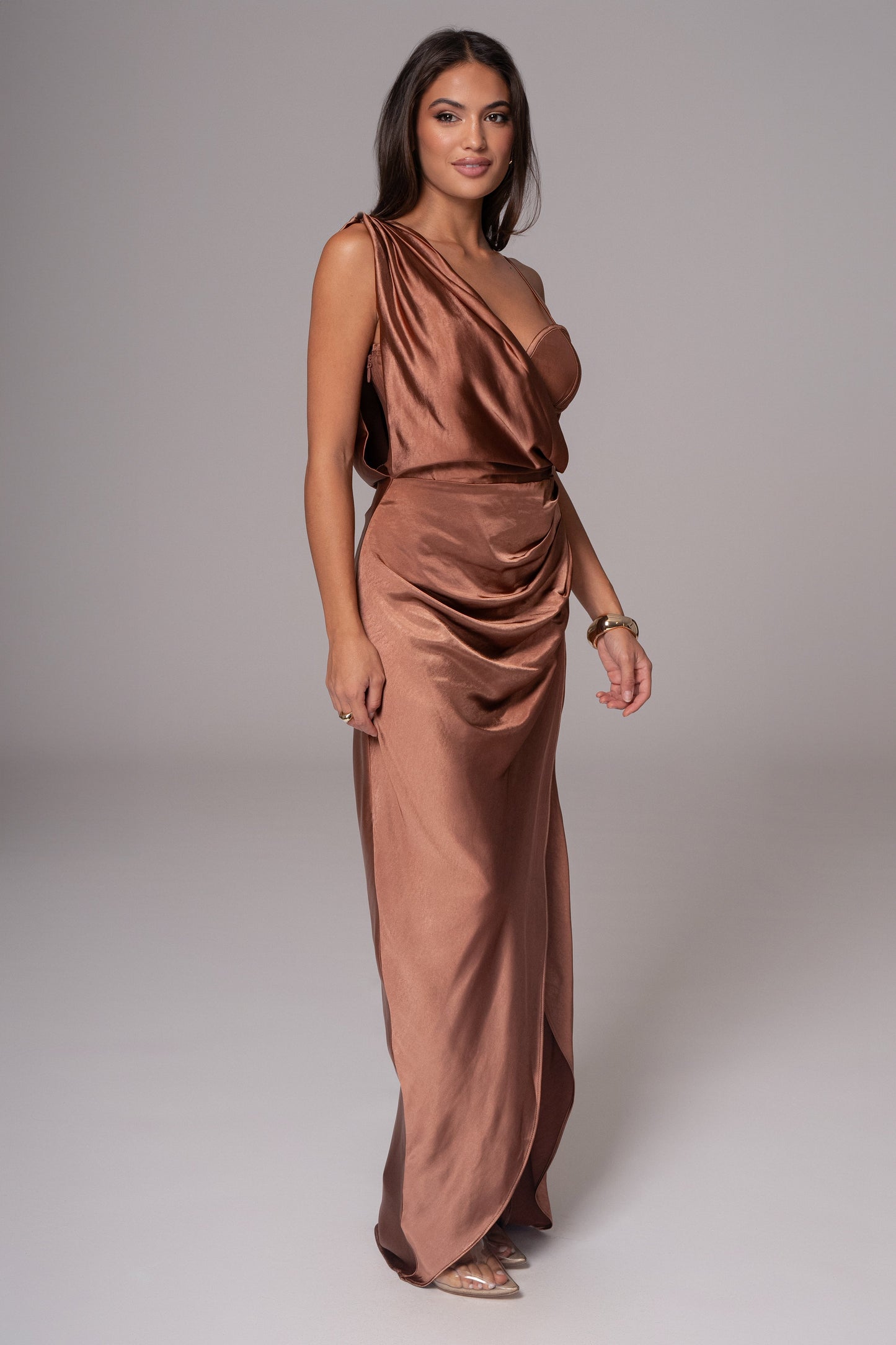 Chocolate Anastacia Drape Maxi Dress