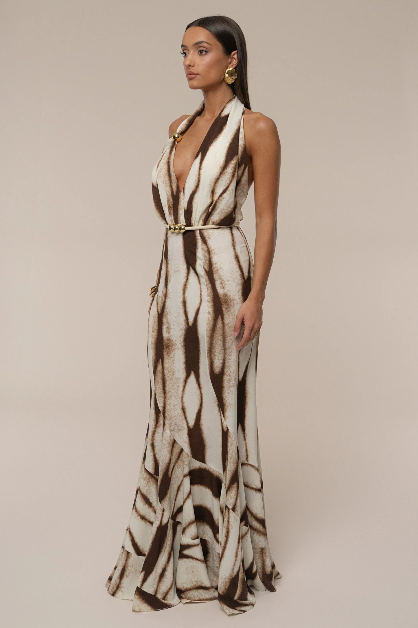 Ivory Desert Glow Flared Maxi Dress