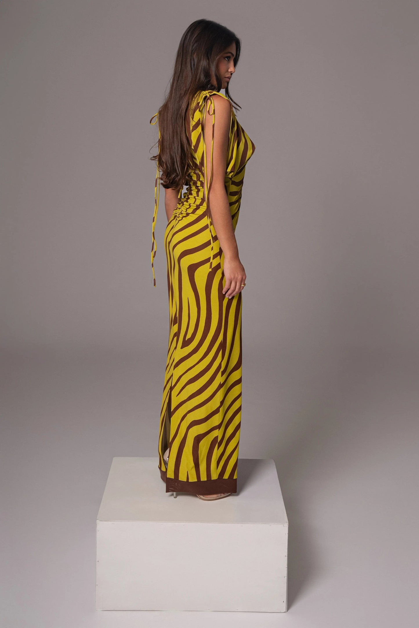 Lime Print Occasion Print Maxi Dress