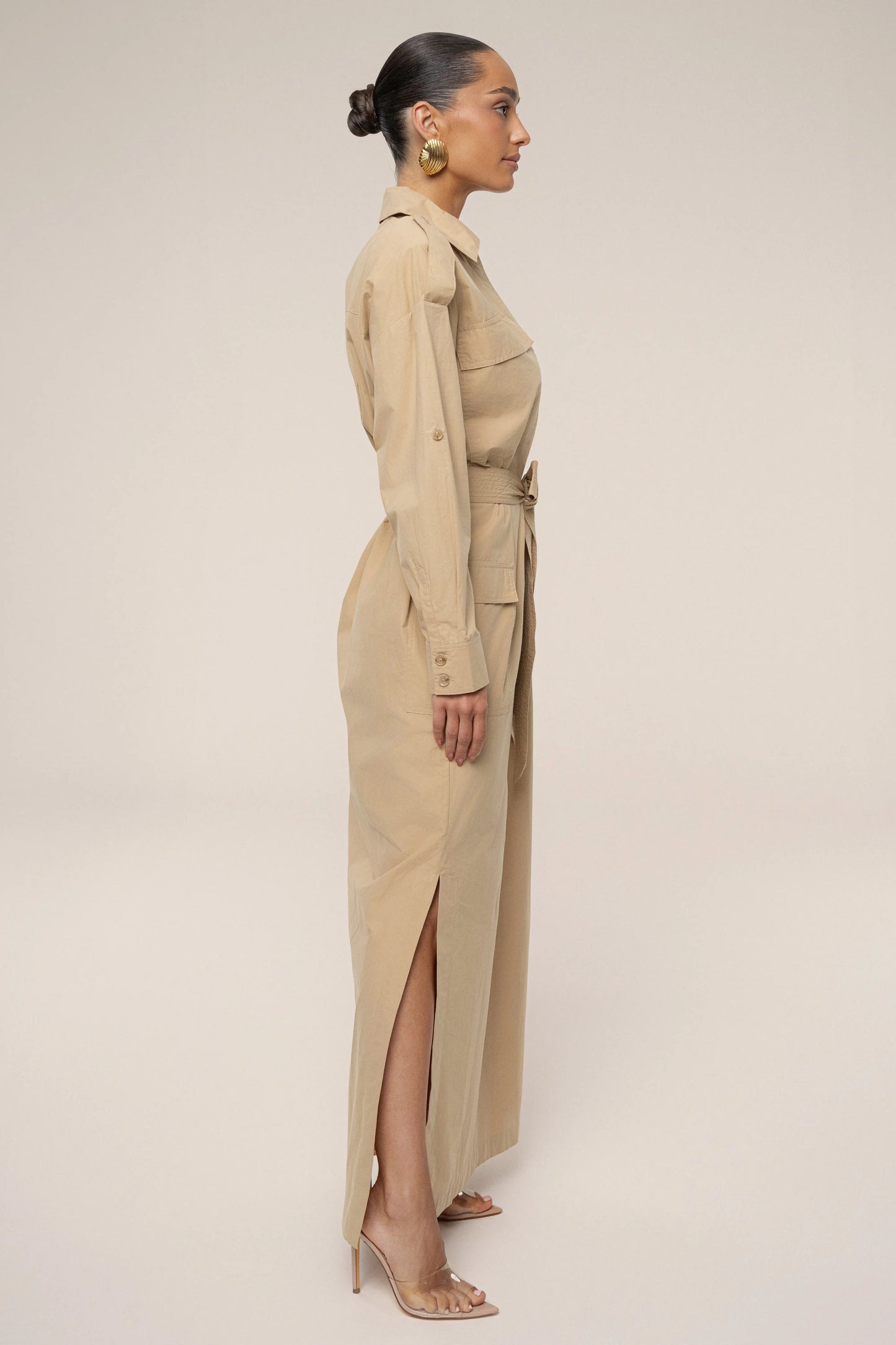 Khaki Harbor Shore Belted Maxi Dress