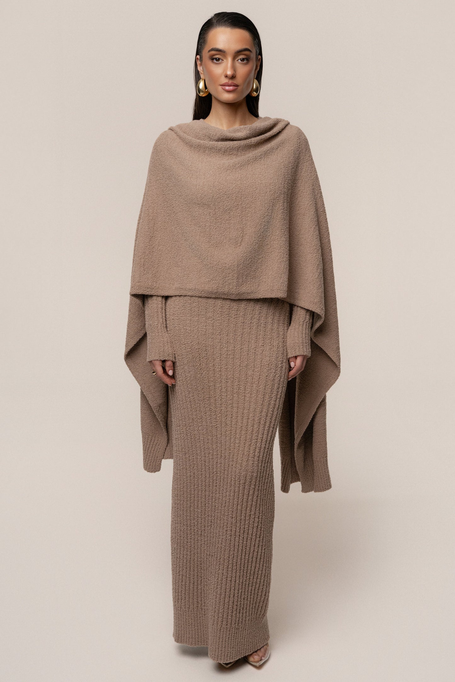 Taupe First Class Ribbed Maxi Dress