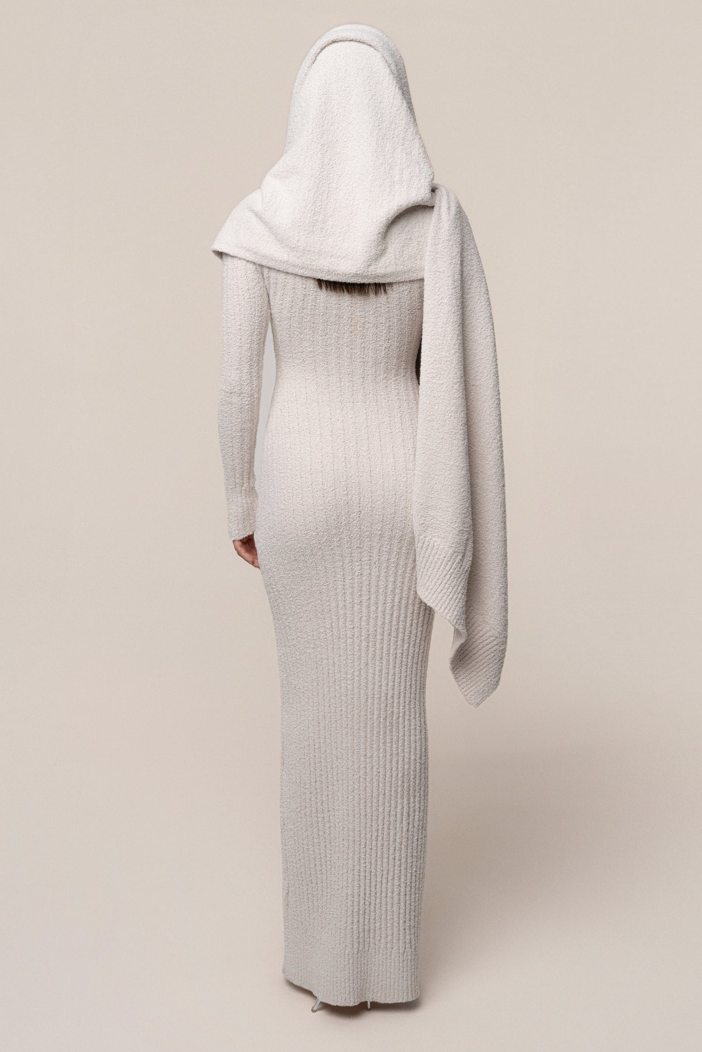 Cream First Class Ribbed Maxi Dress
