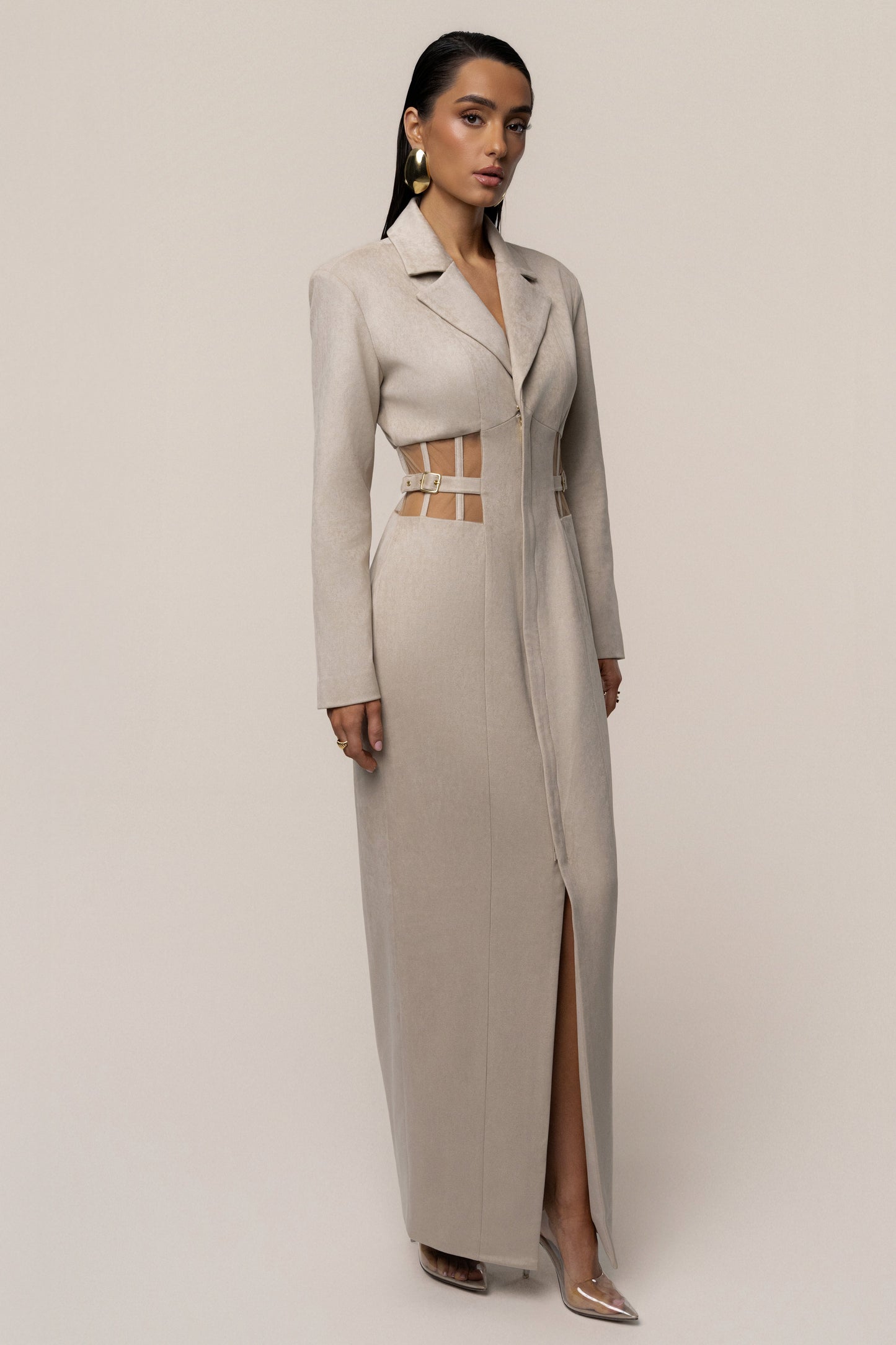 Stone Toffee Haze Suede Dress