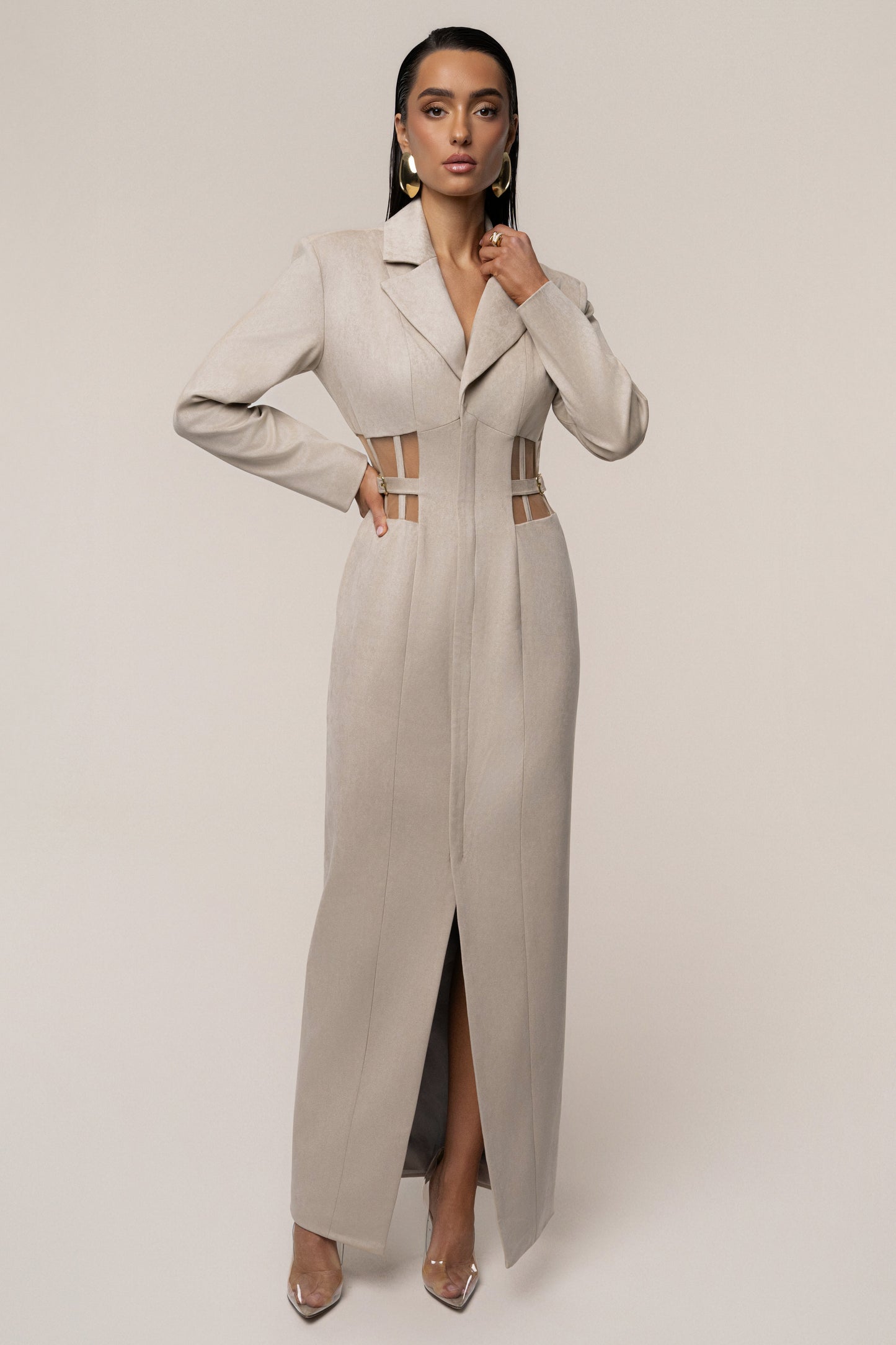 Stone Toffee Haze Suede Dress