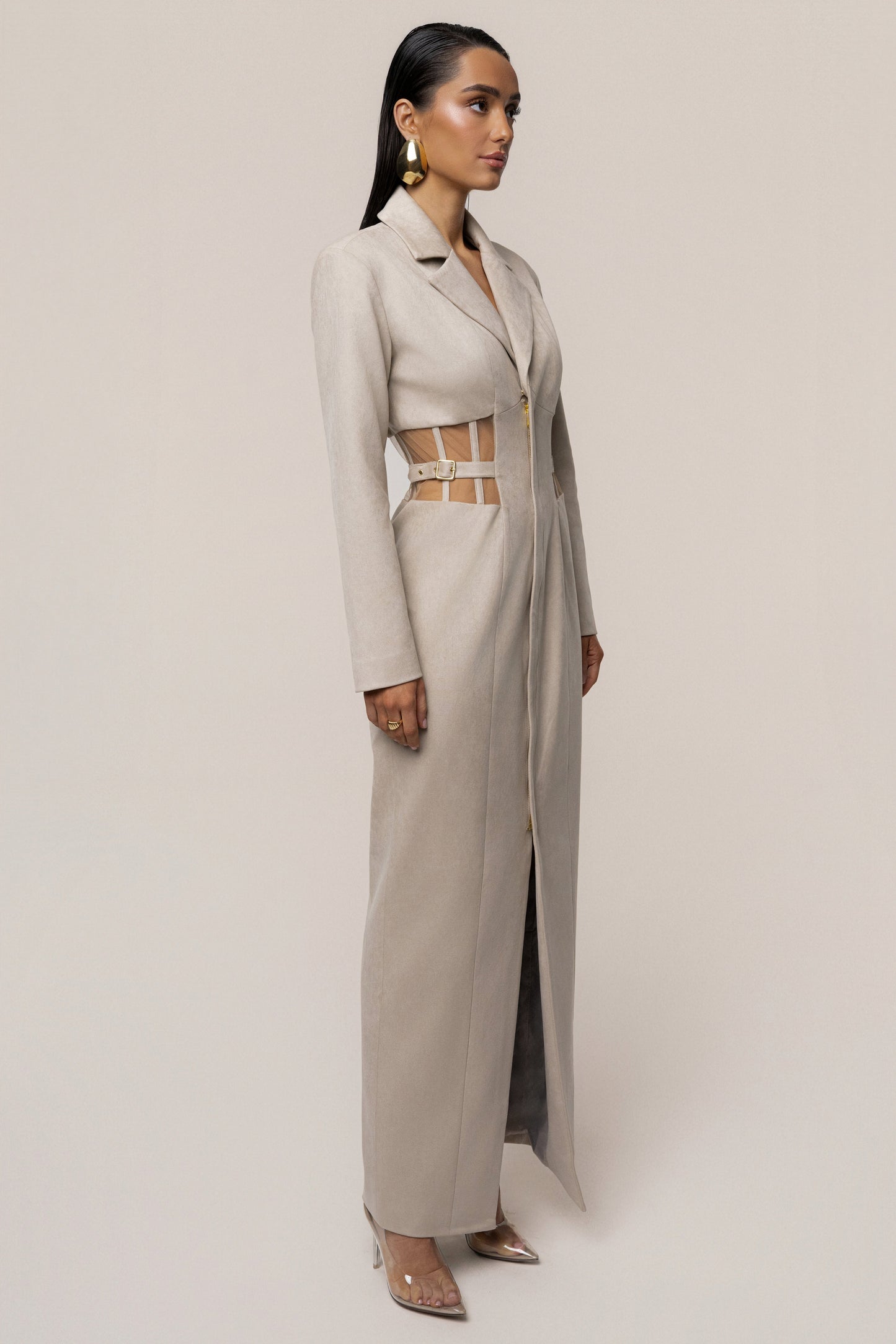 Stone Toffee Haze Suede Dress