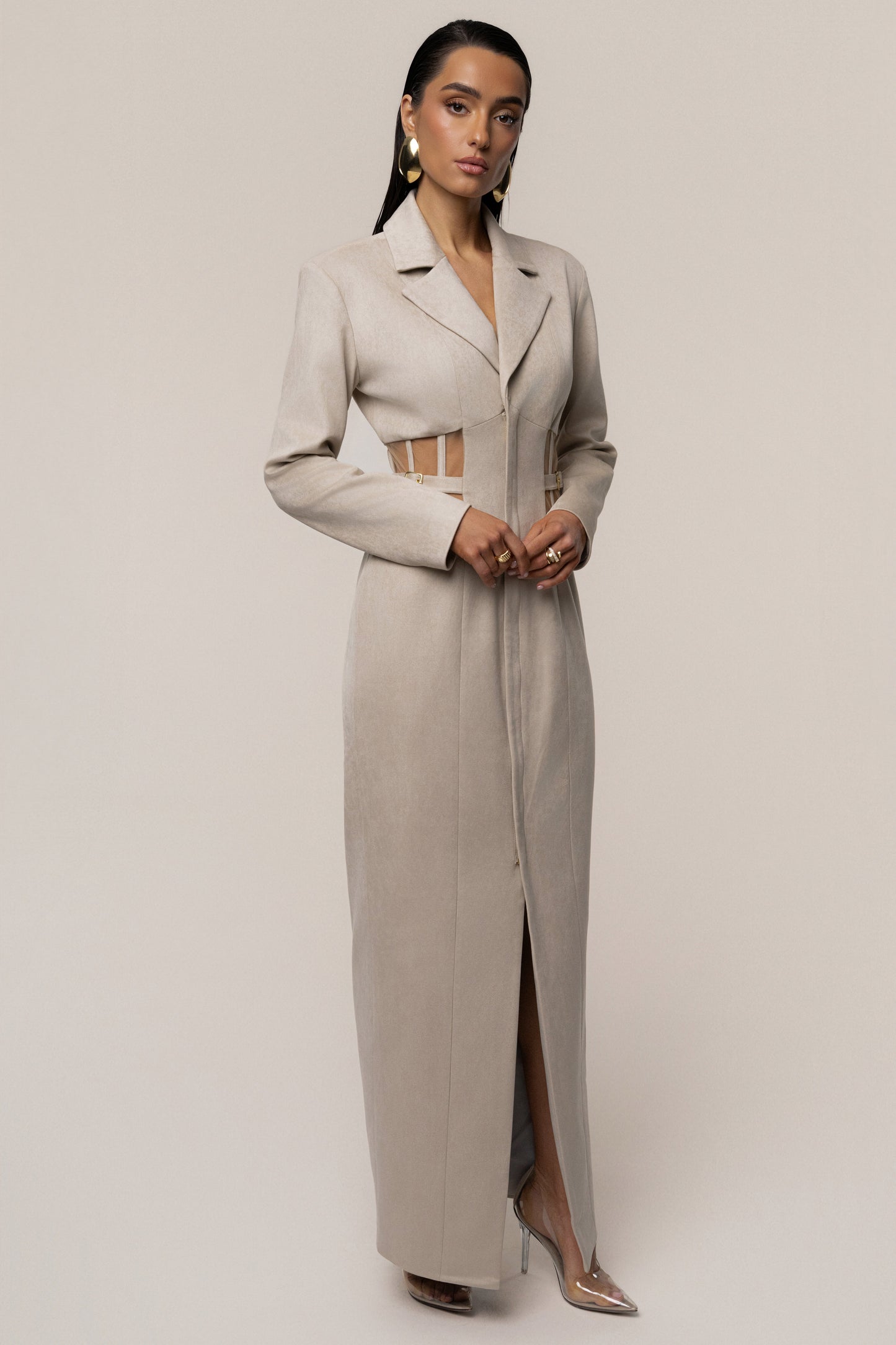 Stone Toffee Haze Suede Dress