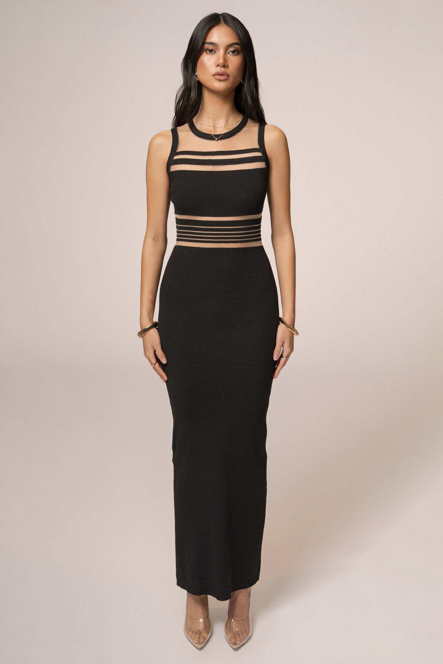 Black Jianna Striped Maxi Dress