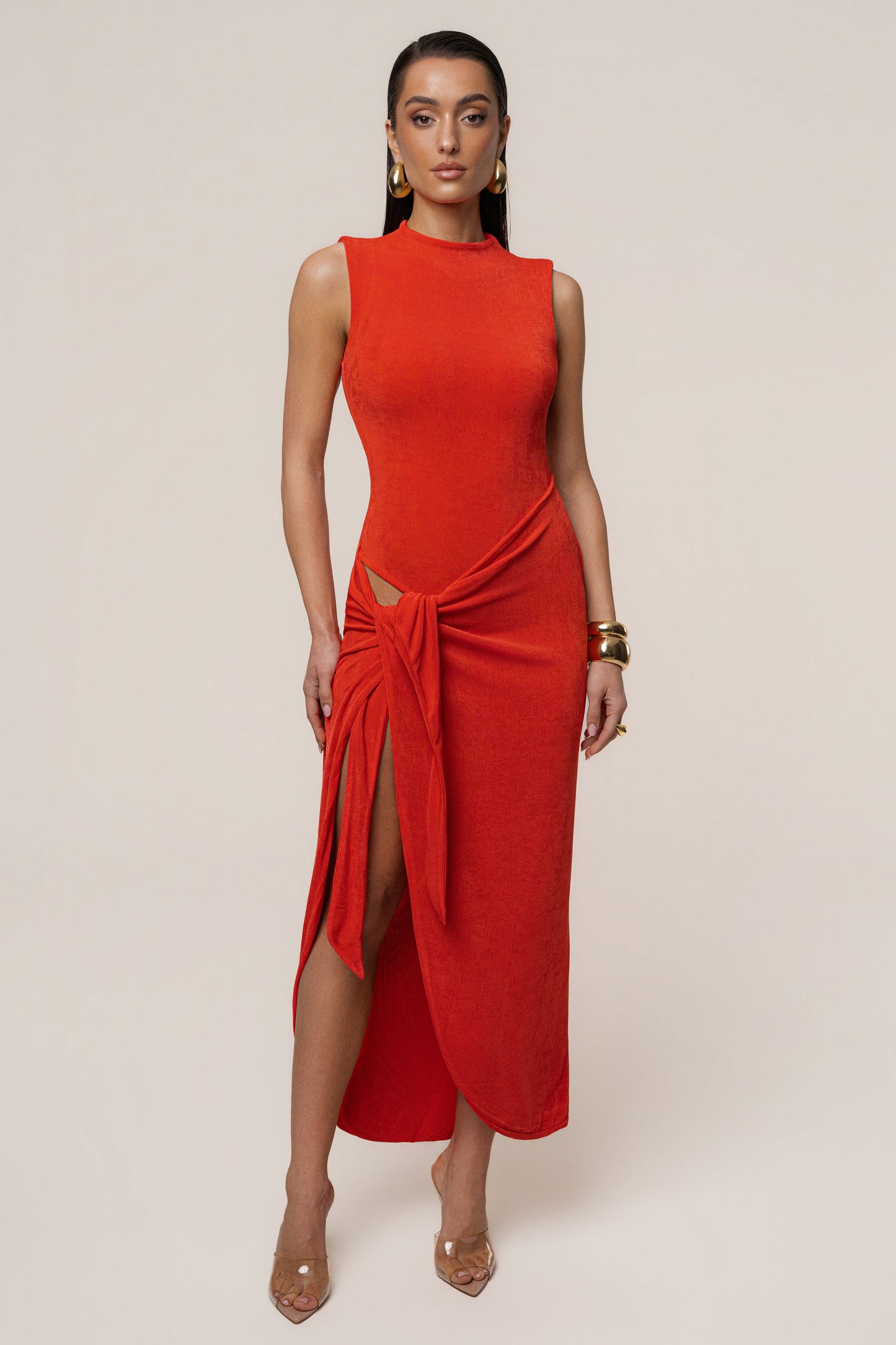 Orange Aubree Midi Dress