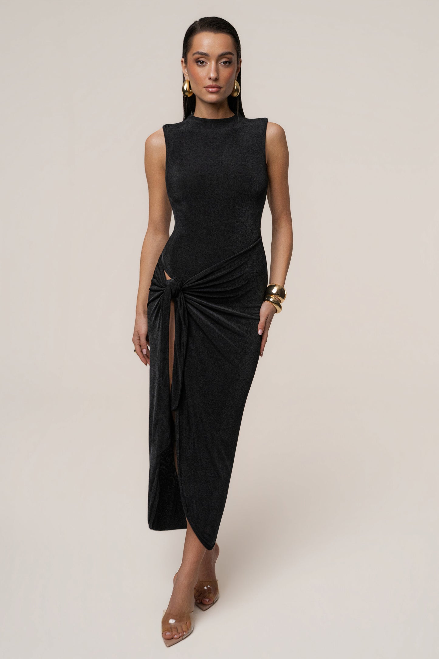 Black Aubree Midi Dress
