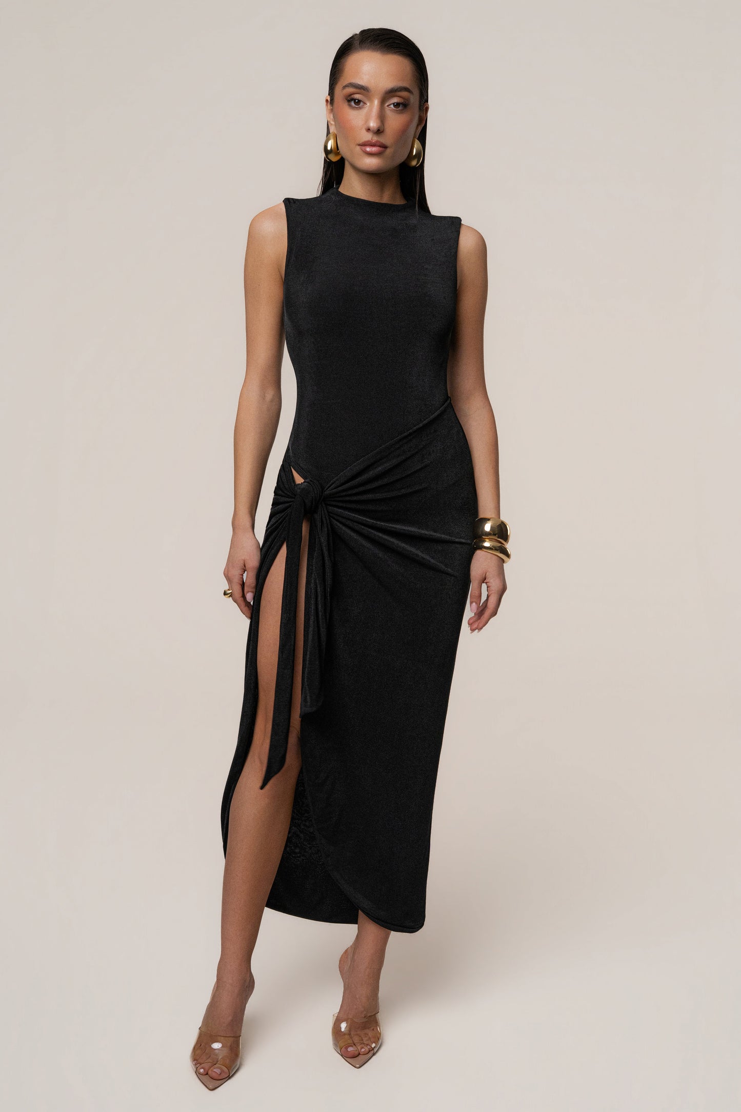 Black Aubree Midi Dress