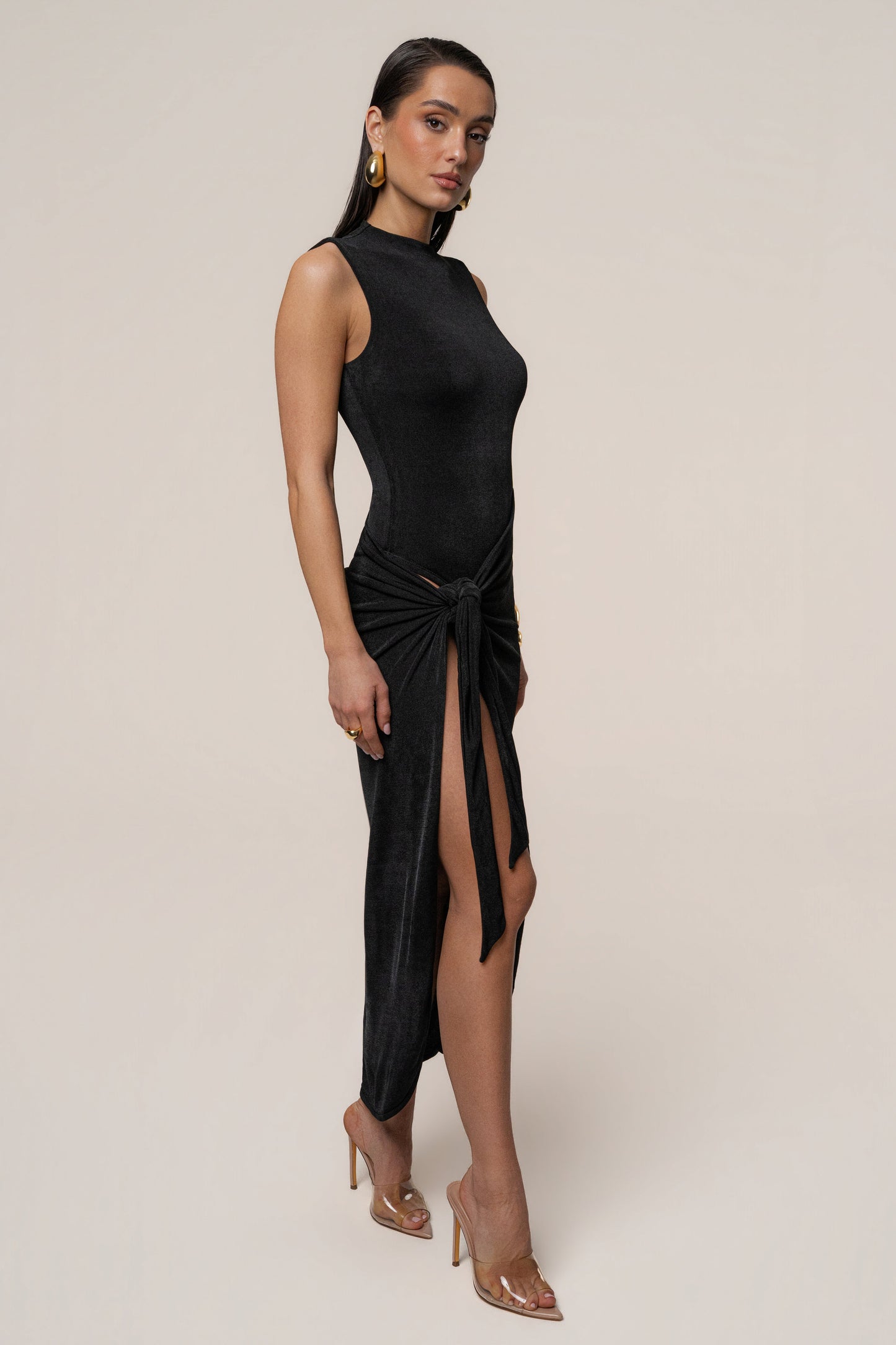 Black Aubree Midi Dress