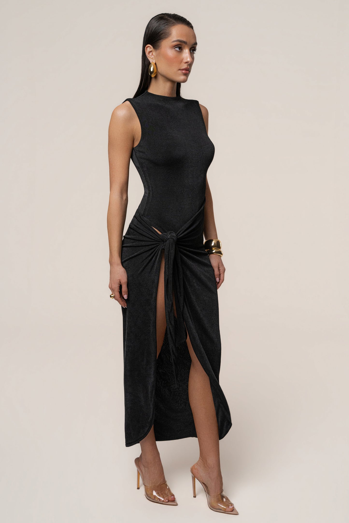 Black Aubree Midi Dress