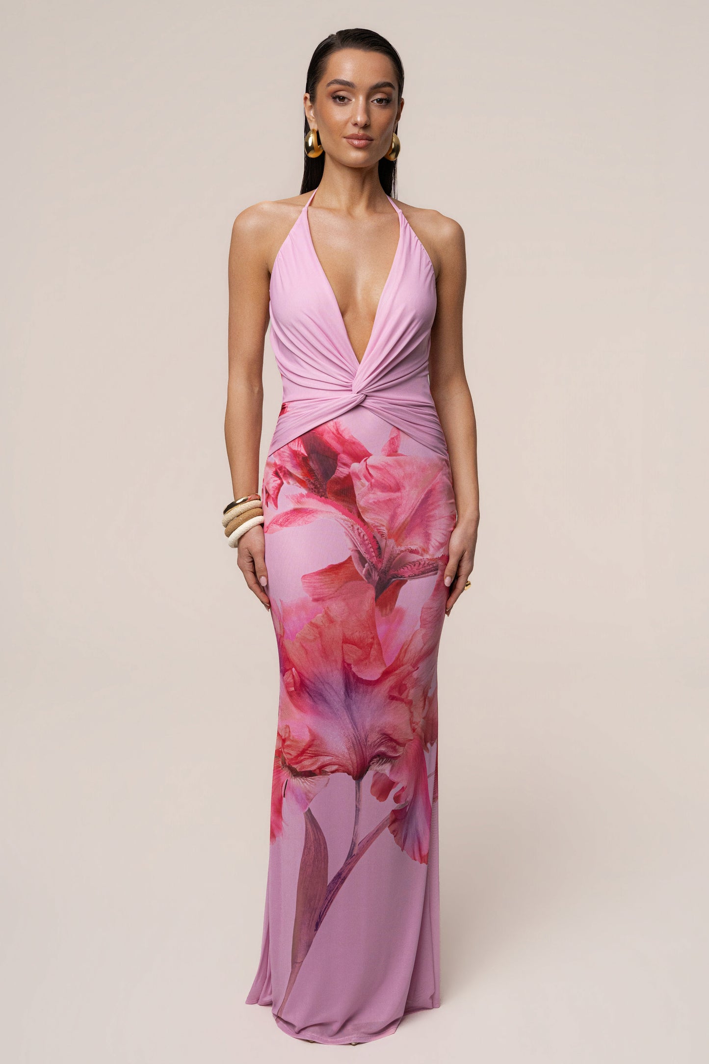 Pink Floral Coastal Bloom Maxi Dress