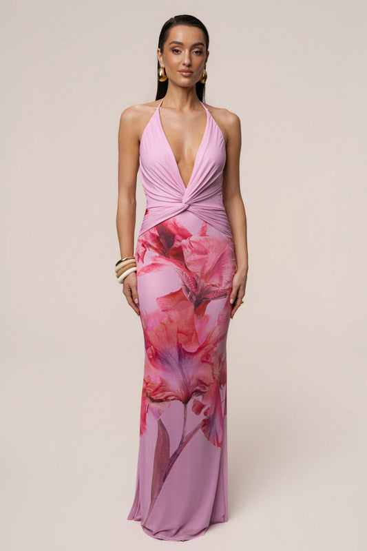 Pink Floral Coastal Bloom Maxi Dress
