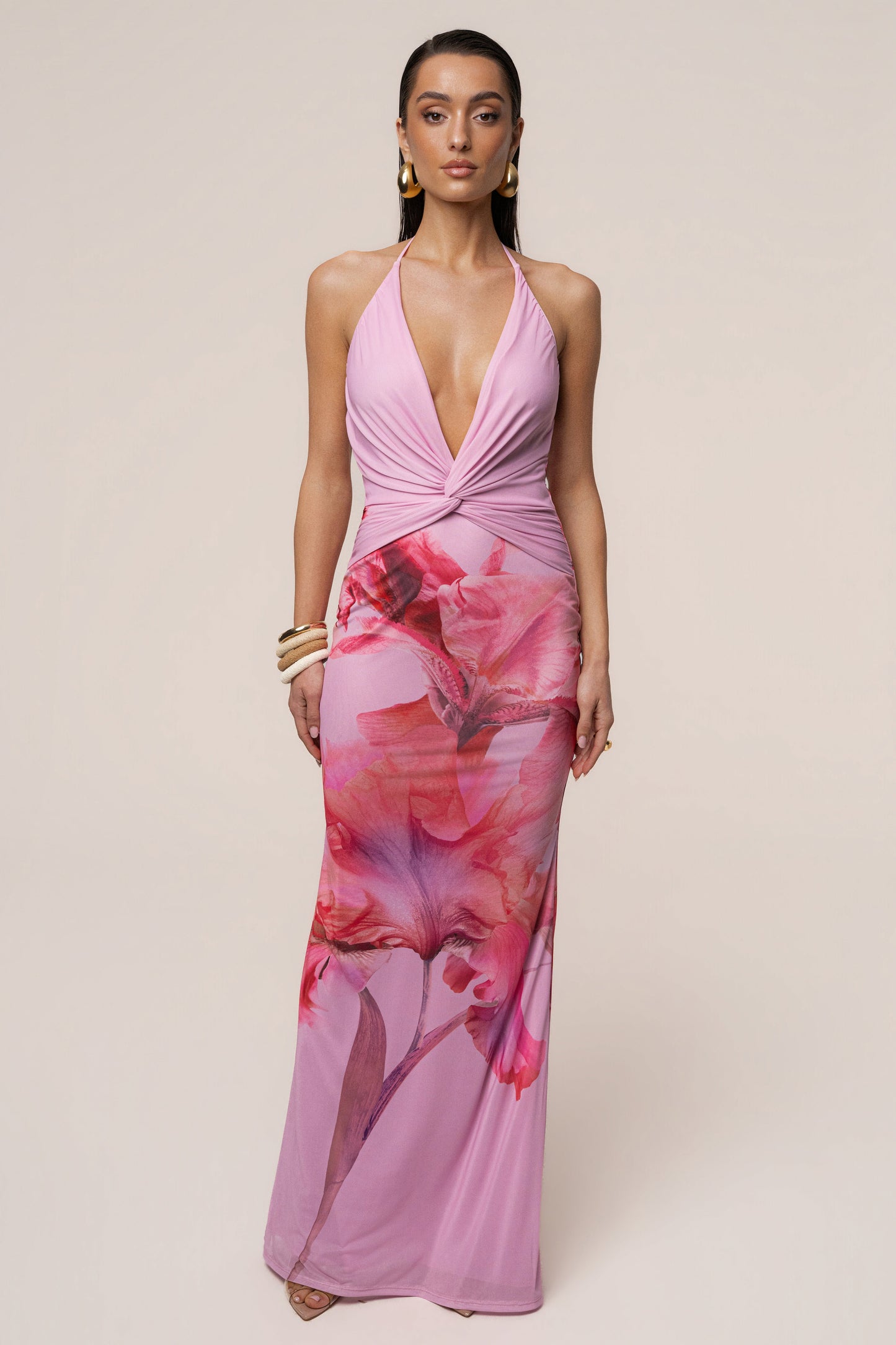 Pink Floral Coastal Bloom Maxi Dress