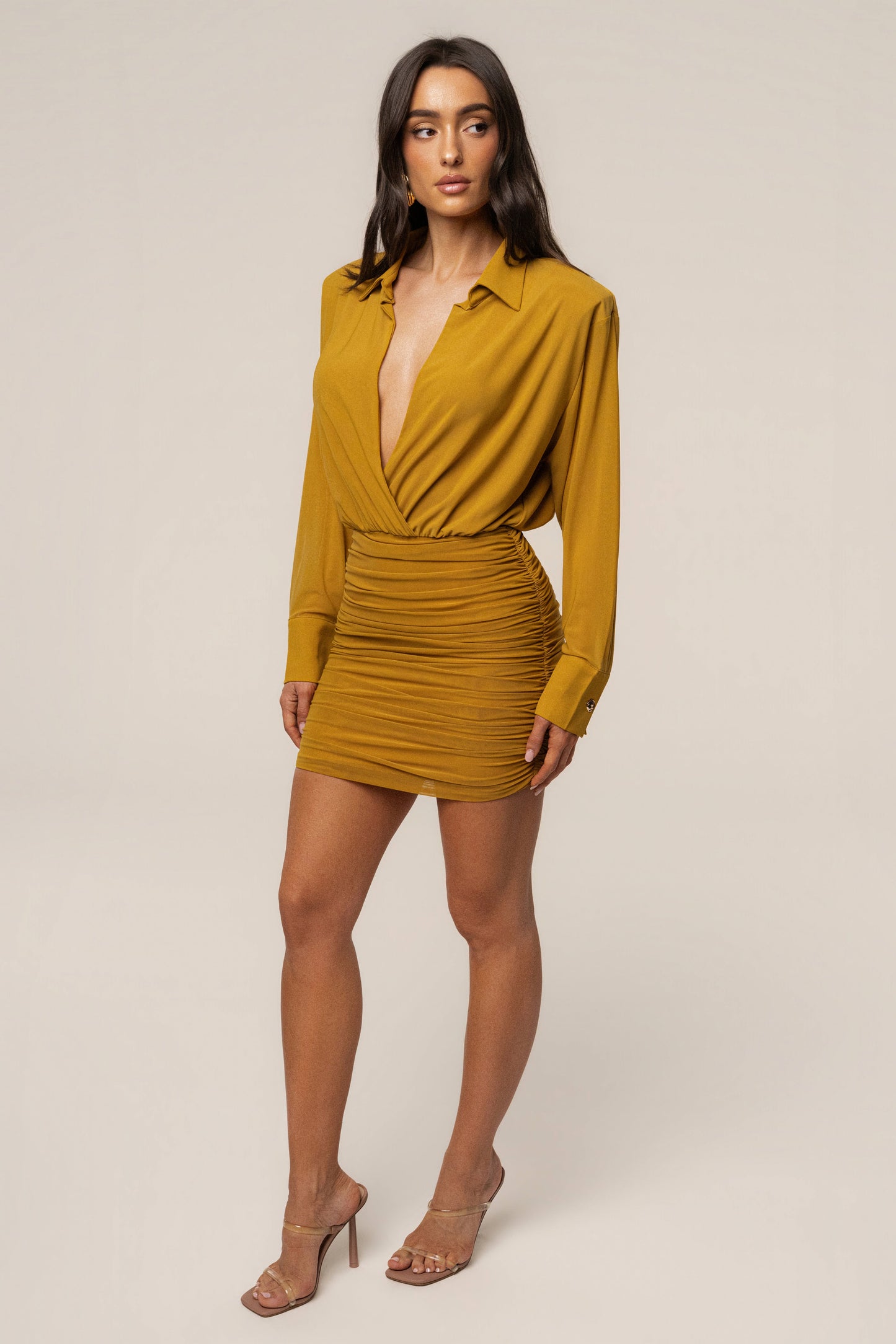Lime Leah Plunge Mini Dress