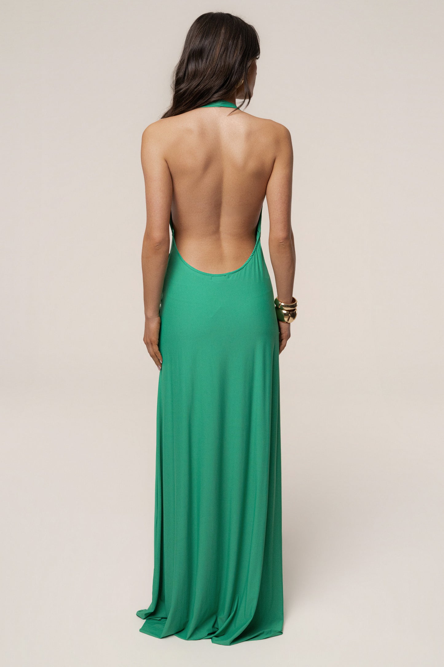Green Ibiza Halter Maxi Dress