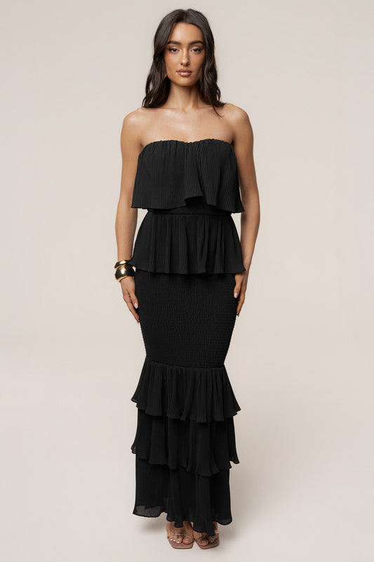 Black Casa Blanca Ruffle Dress