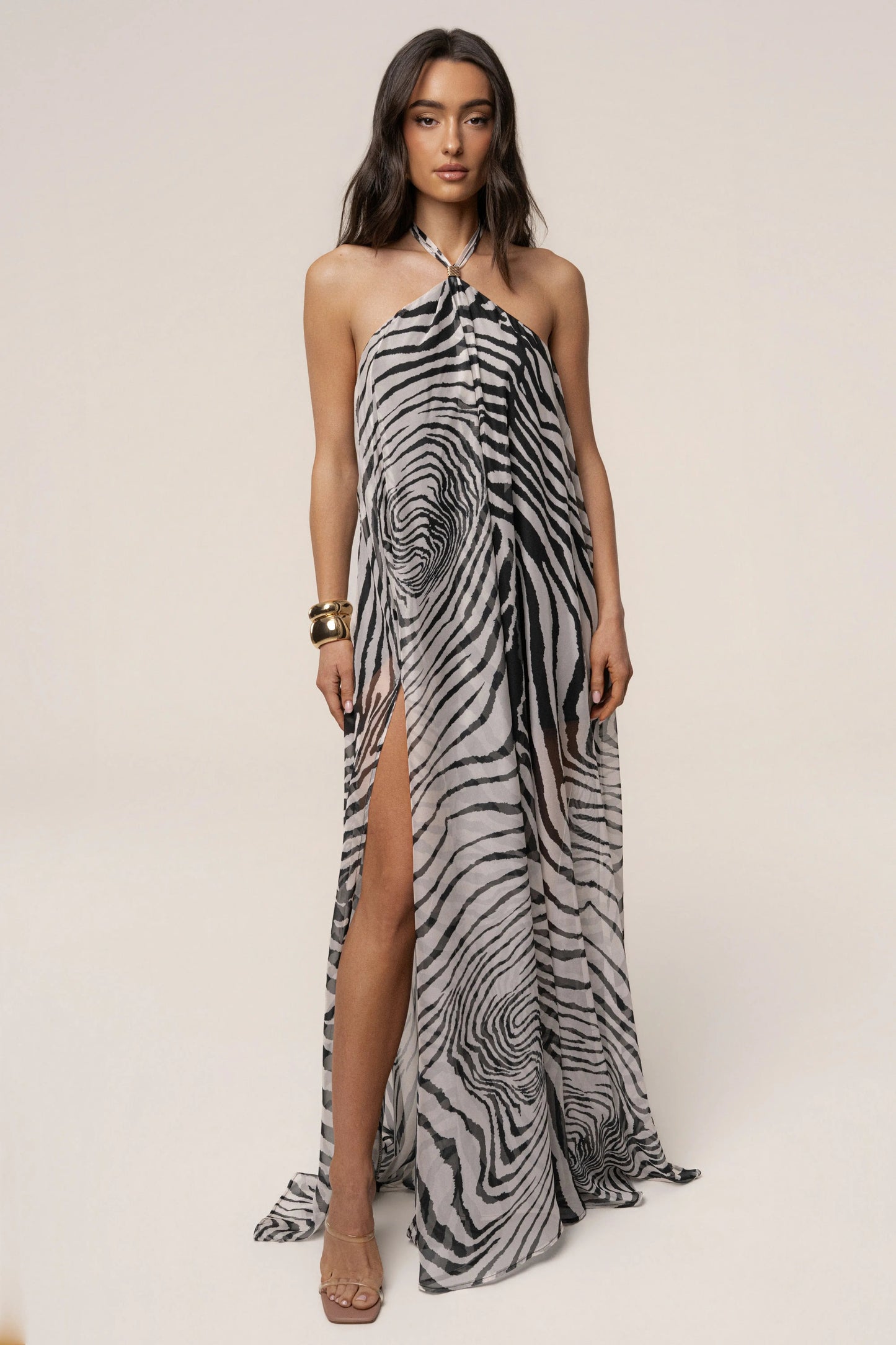 PRE-ORDER Zebra Print Jolene Halter Dress