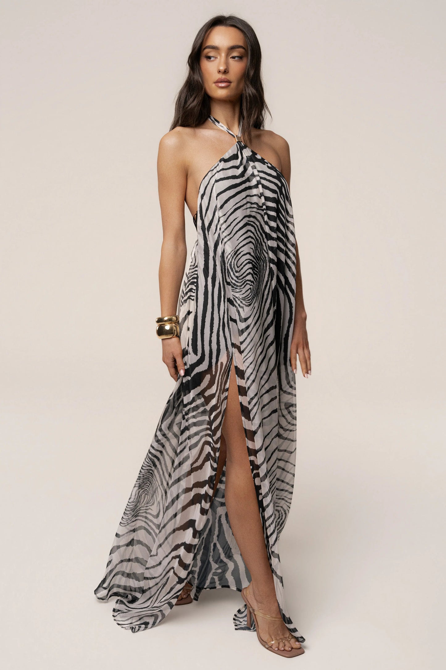PRE-ORDER Zebra Print Jolene Halter Dress