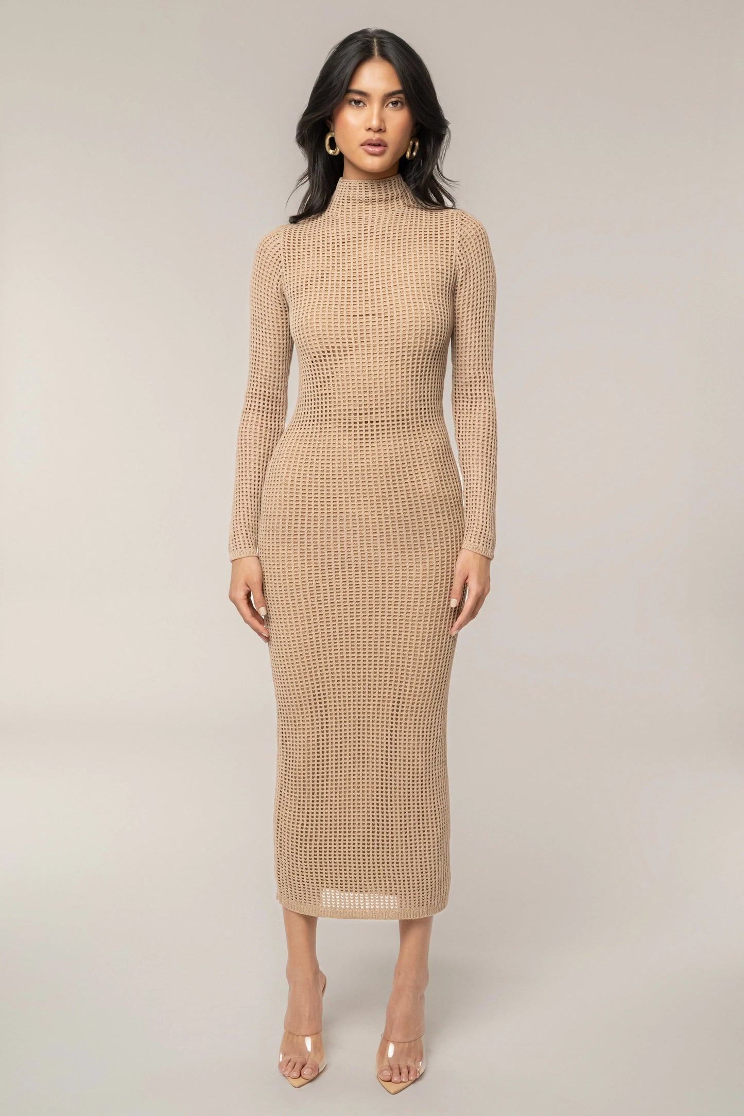 Beige Rosabelle Knit Maxi Dress