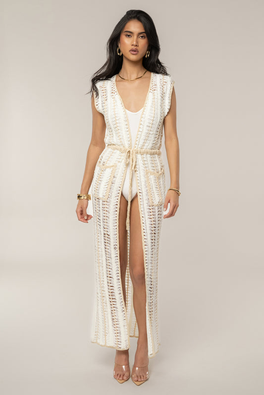 Ivory/Beige Marcelle Crochet Maxi Dress