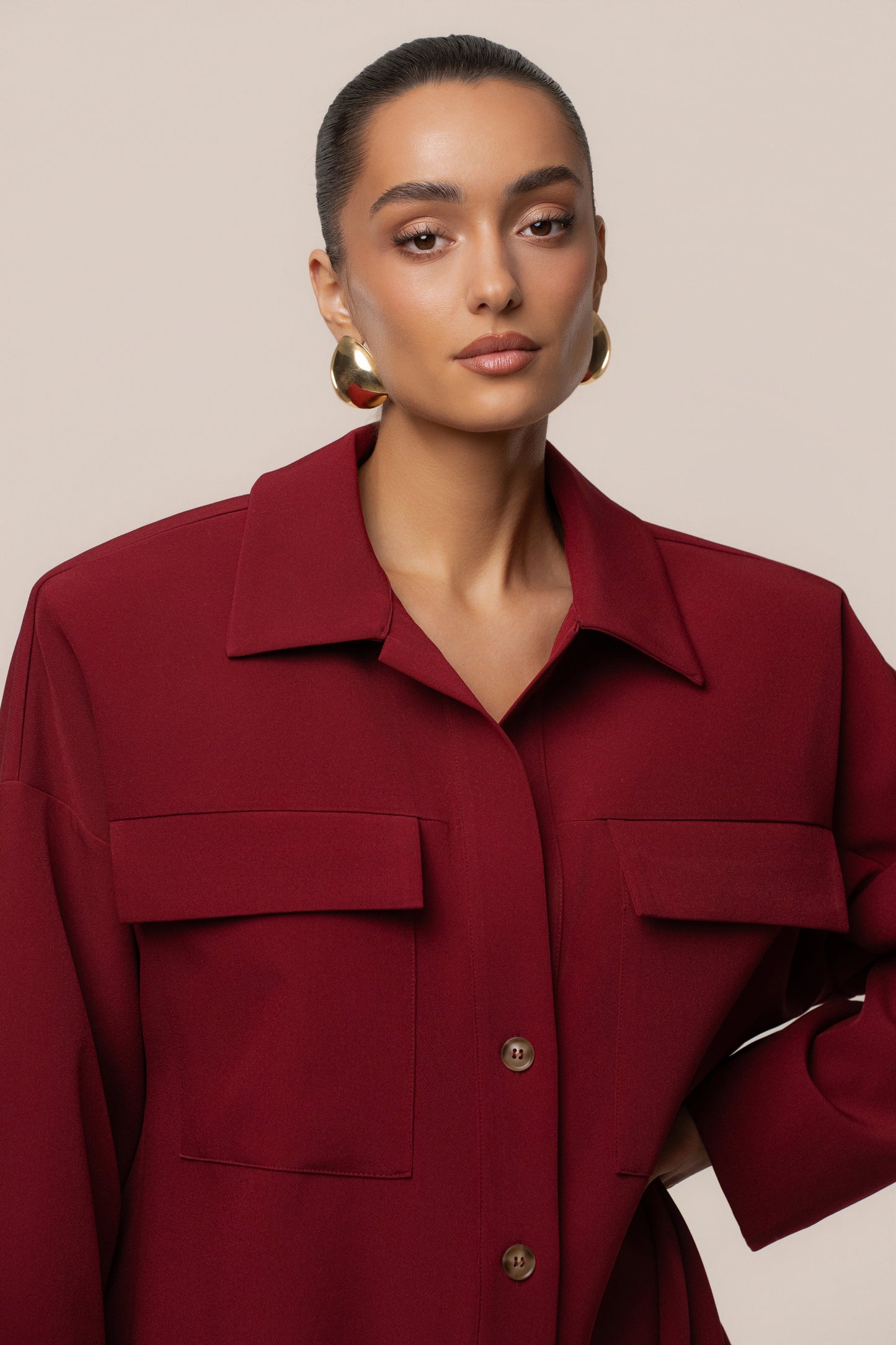 Burgundy Downtime Collared Shirt Dress