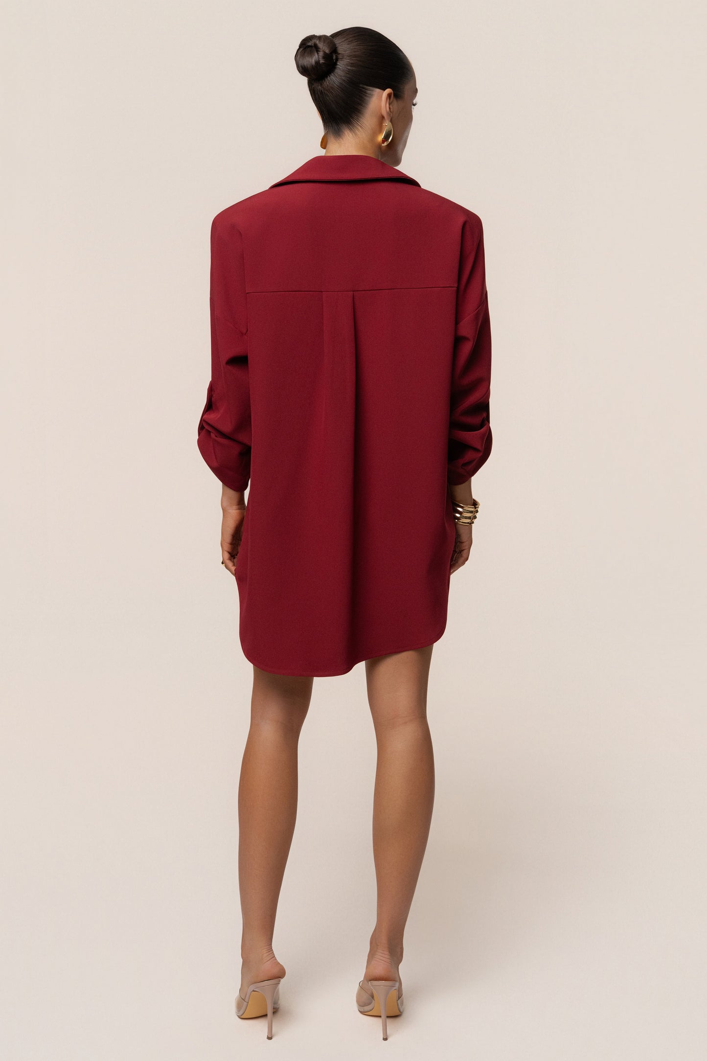 Burgundy Downtime Collared Shirt Dress