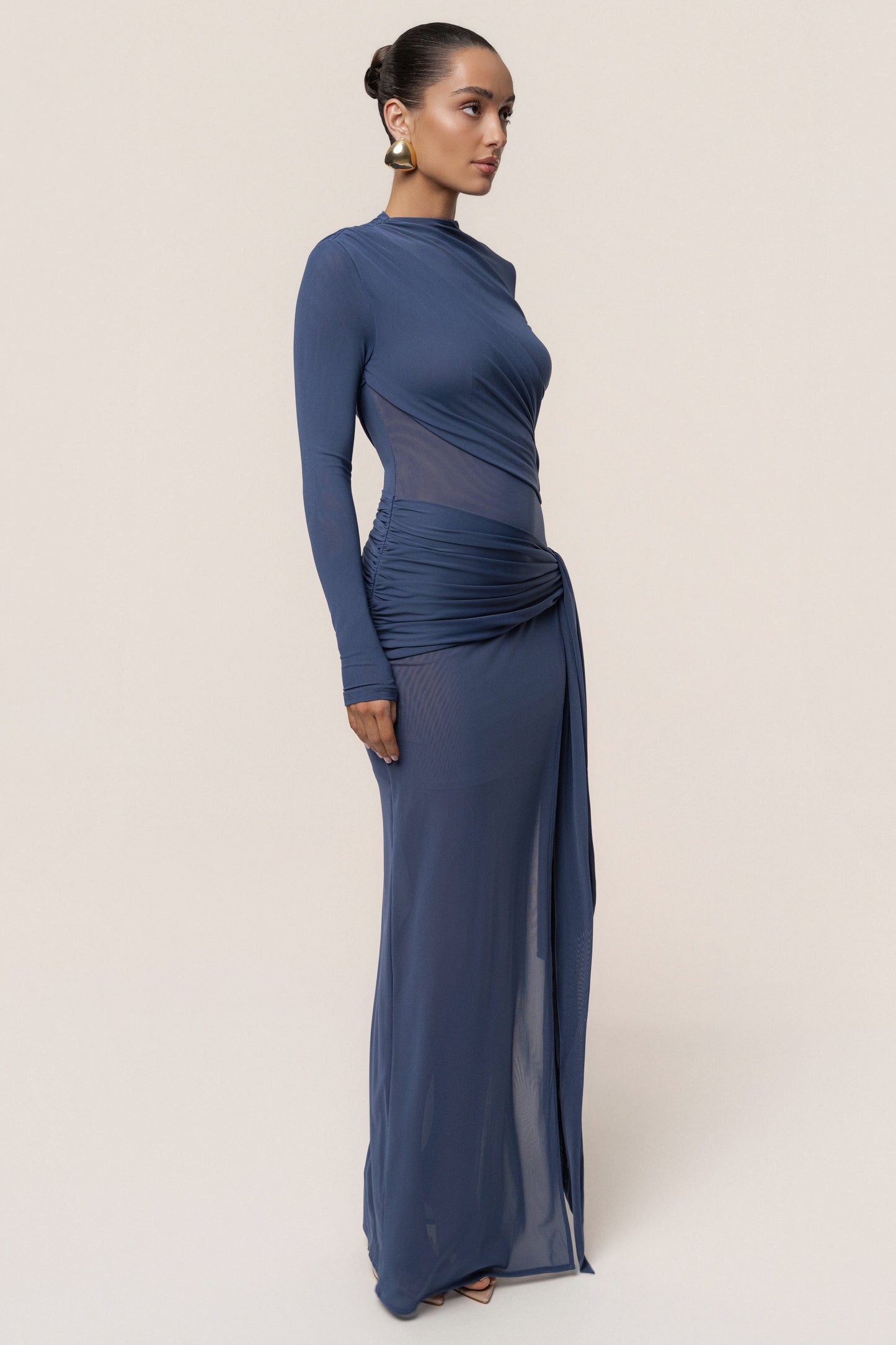 Navy Heatwave Mesh Maxi Dress