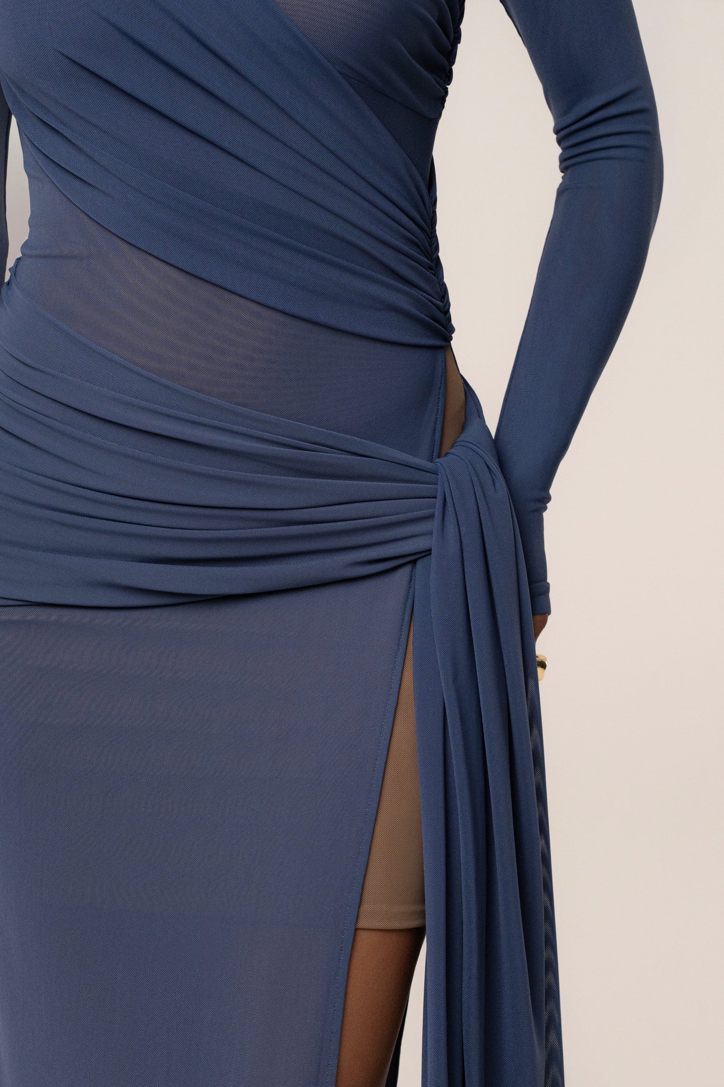 Navy Heatwave Mesh Maxi Dress