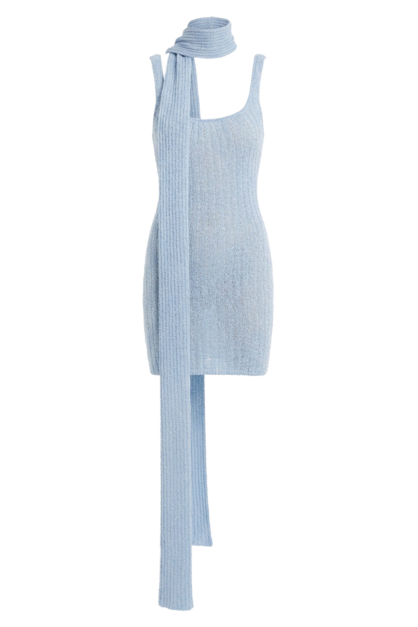 Lt. Blue Ribbed Scarf Mini Dress