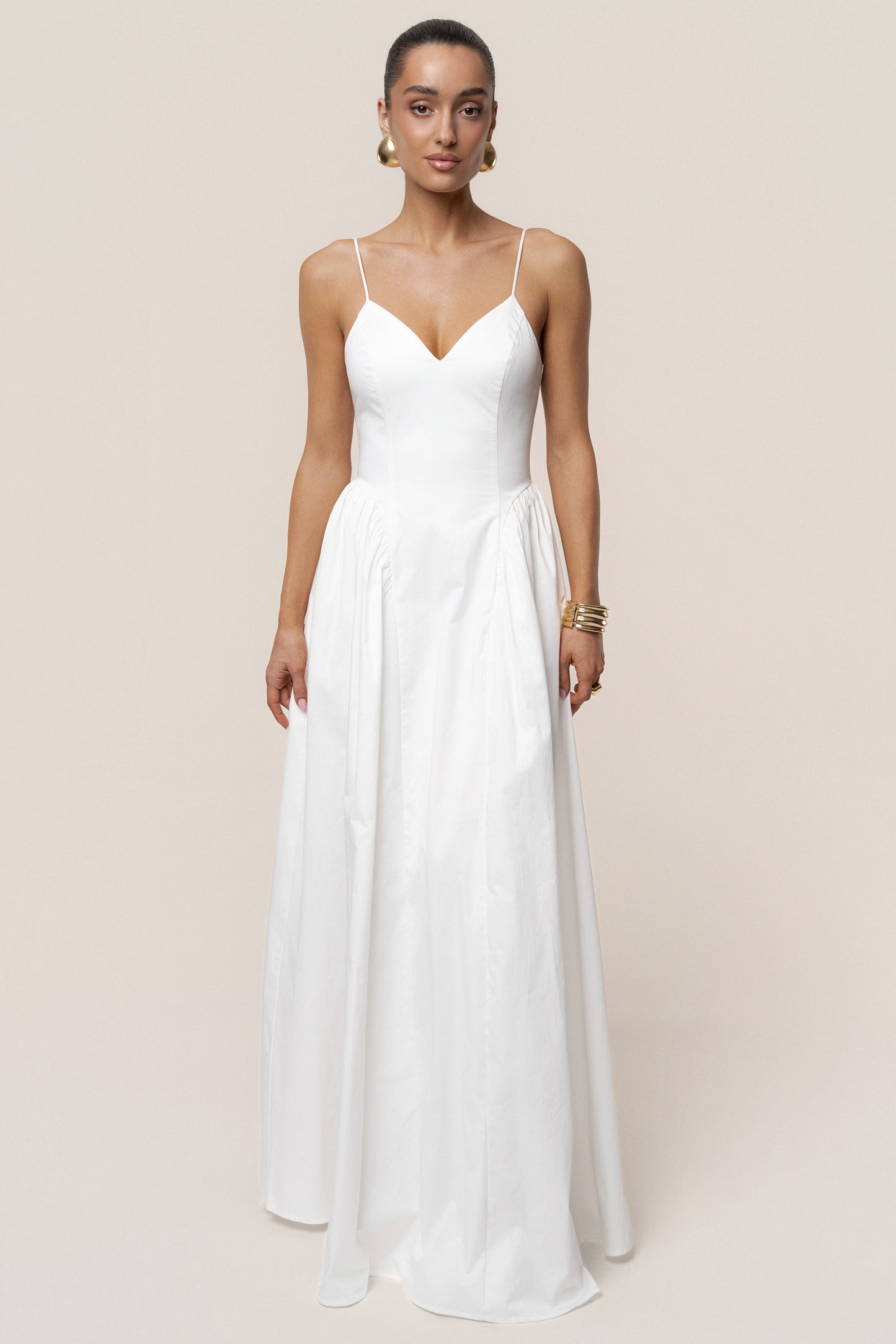 White Sculpted Grace Maxi Dress