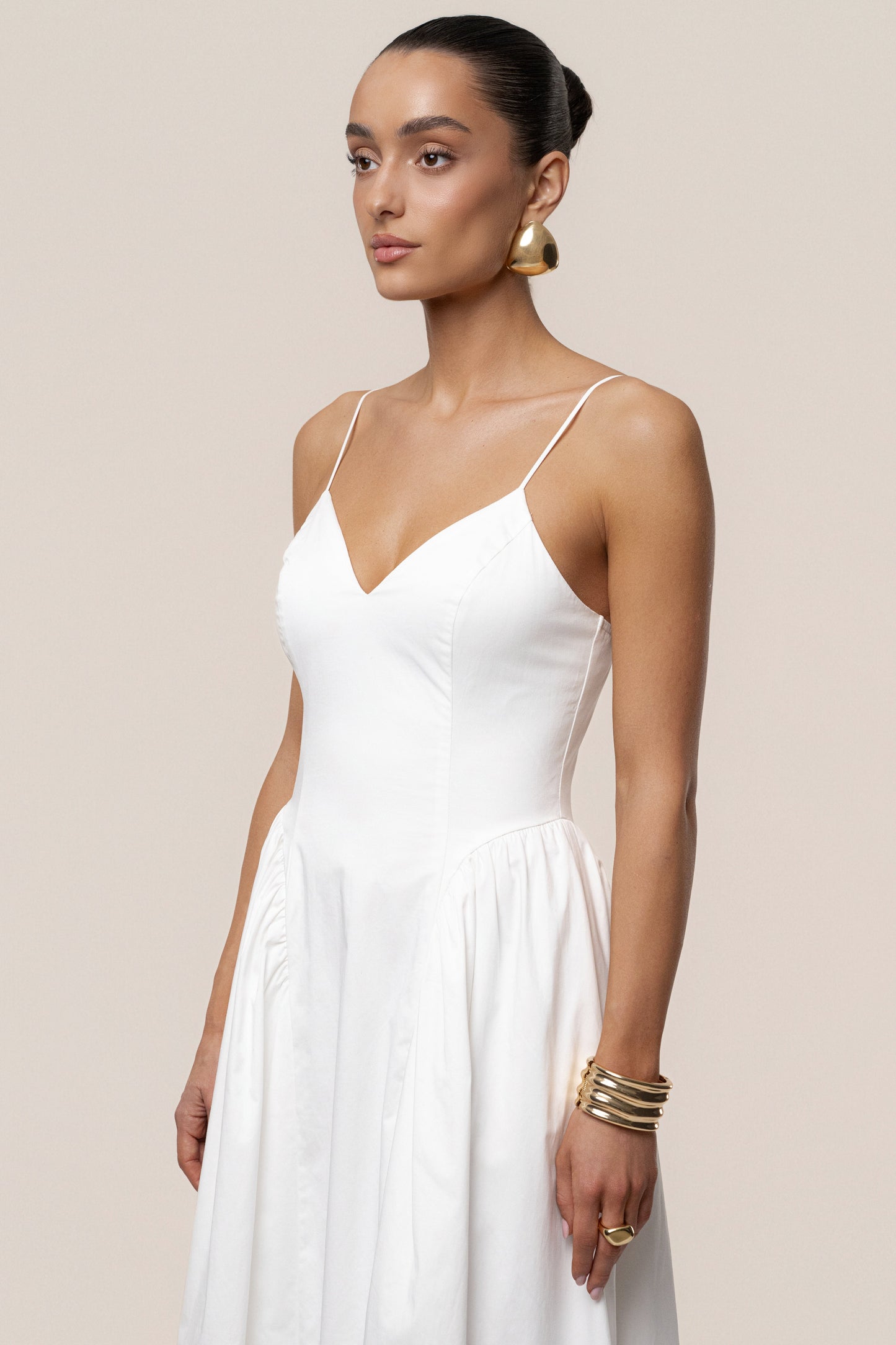 White Sculpted Grace Maxi Dress