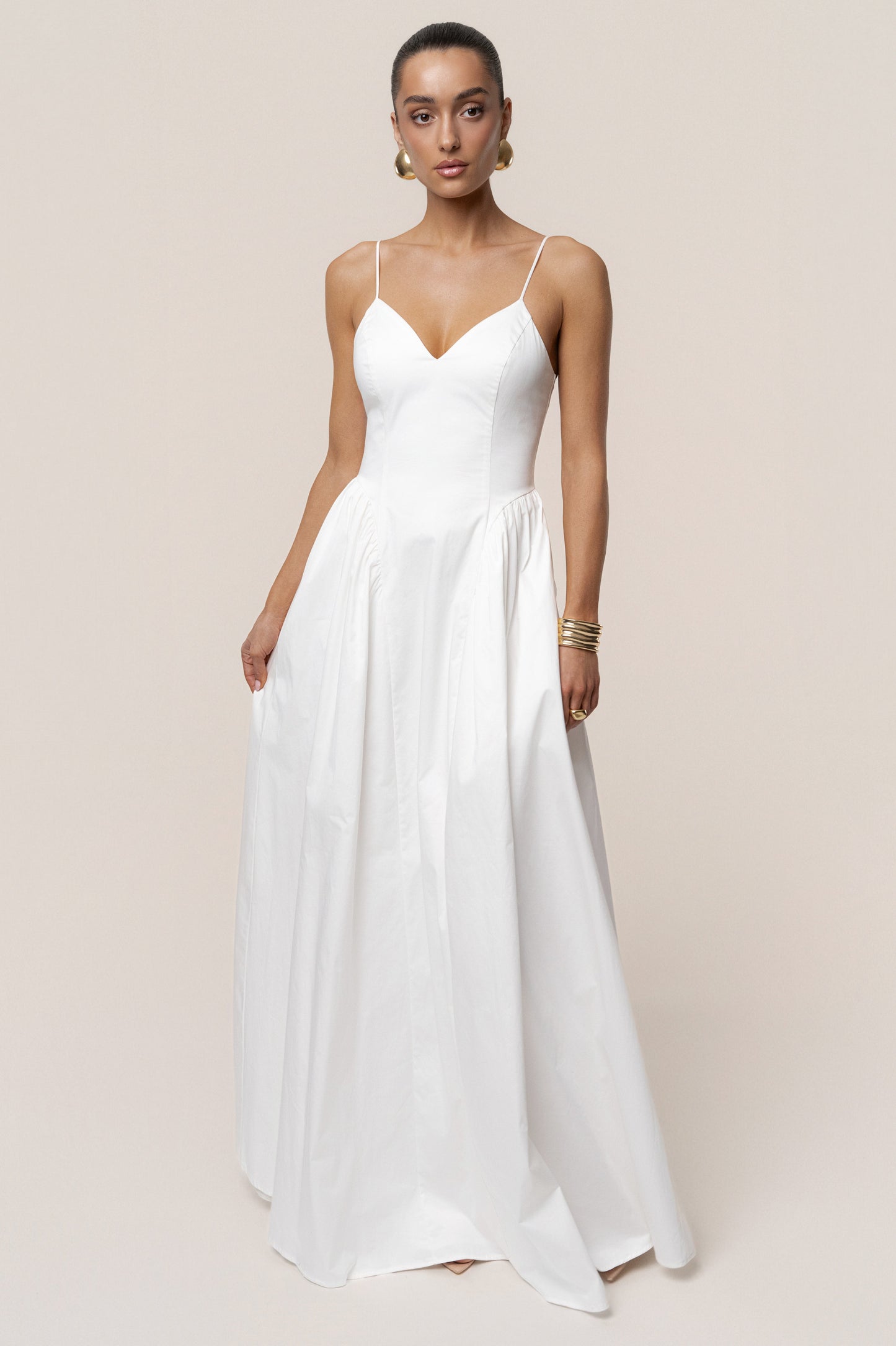 White Sculpted Grace Maxi Dress
