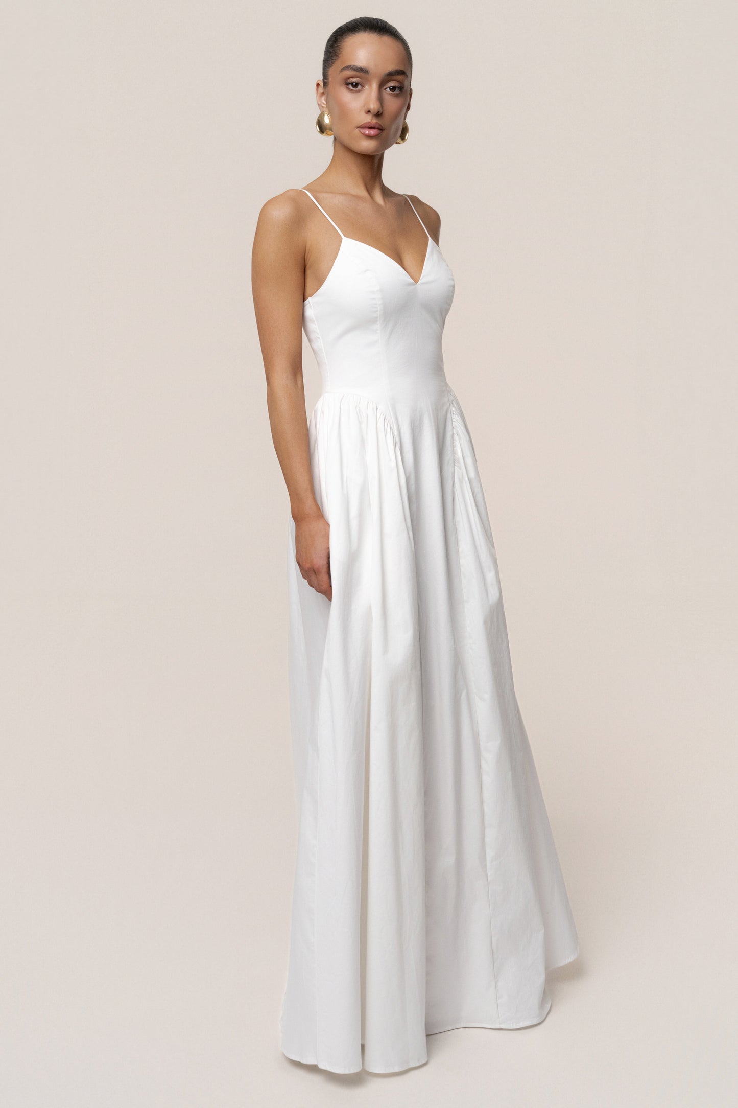 White Sculpted Grace Maxi Dress
