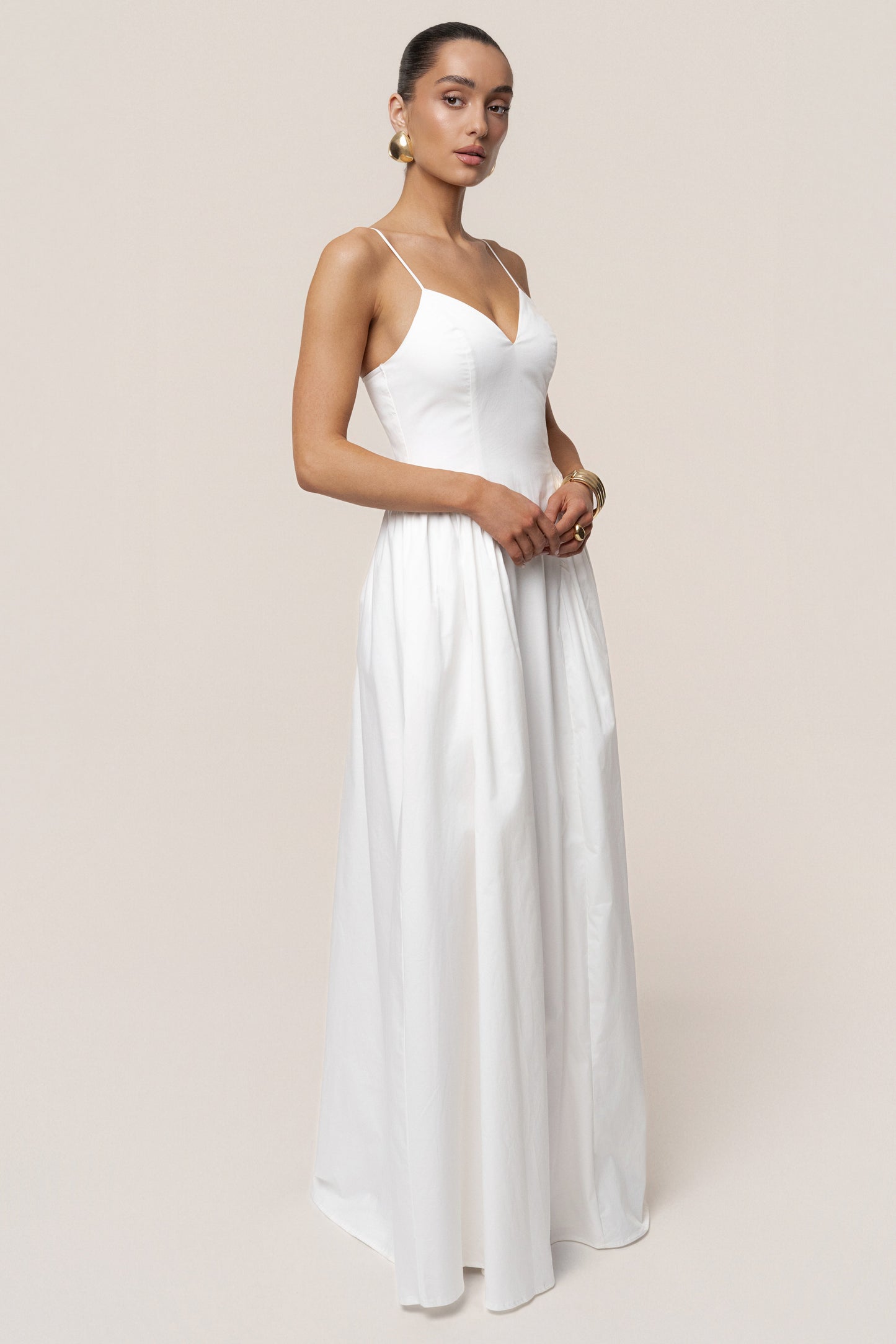 White Sculpted Grace Maxi Dress