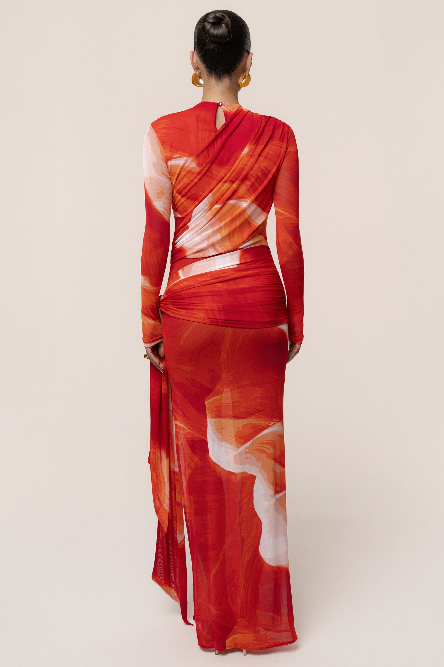 Sunset Red Heatwave Mesh Maxi Dress
