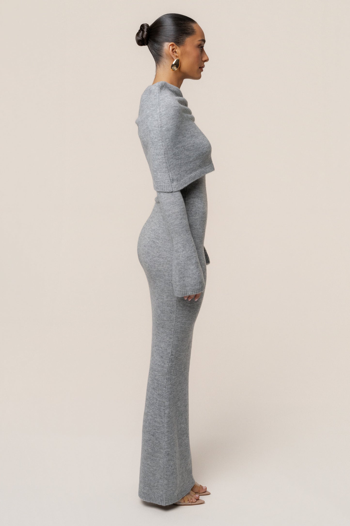 Grey Soft Haven Off-Shoulder Dress