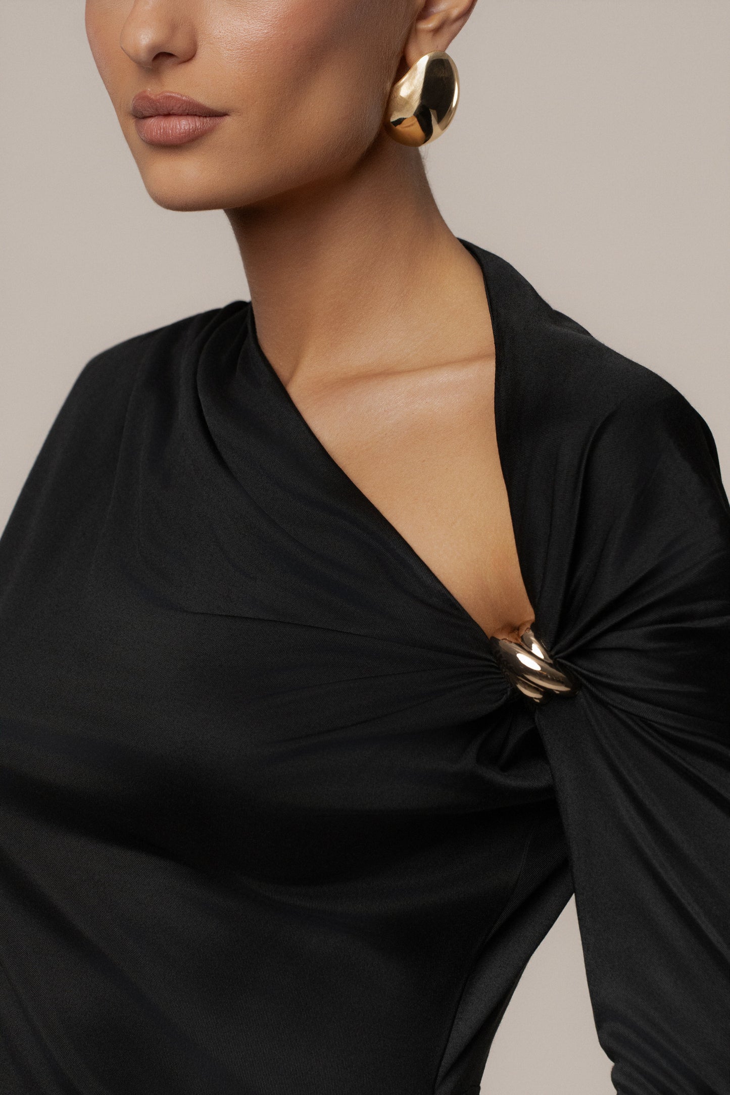Black Glisten Slit Maxi Dress